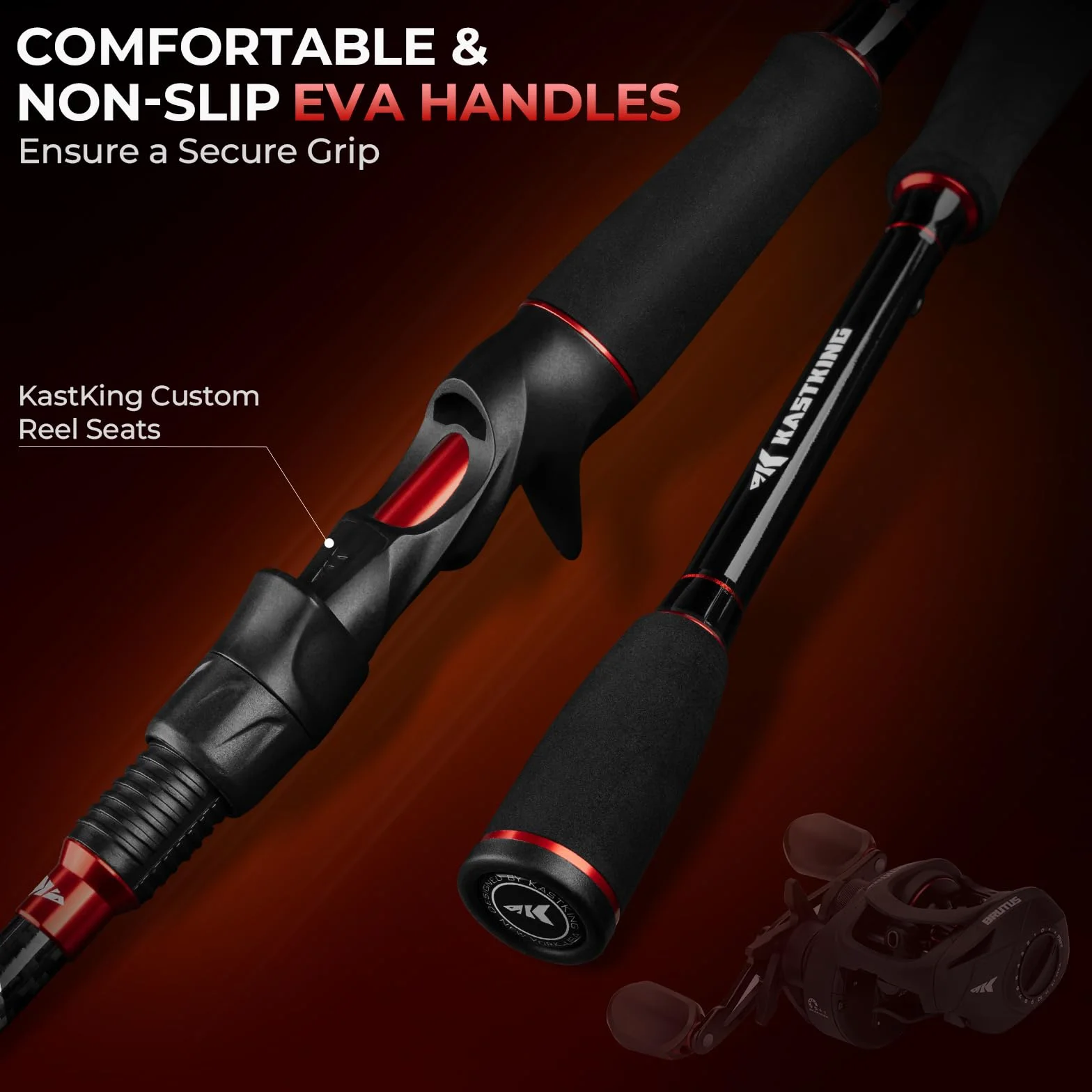 Brutus Twin-Tip Baitcaster Combo, Right-Hand, 6'0" M Rod | Twin-Tip Backup Rod, IM6 Graphite 2-Piece Rod, EVA Handle, Durable & Sensitive, Stainless Steel Guides, Freshwater Fishing