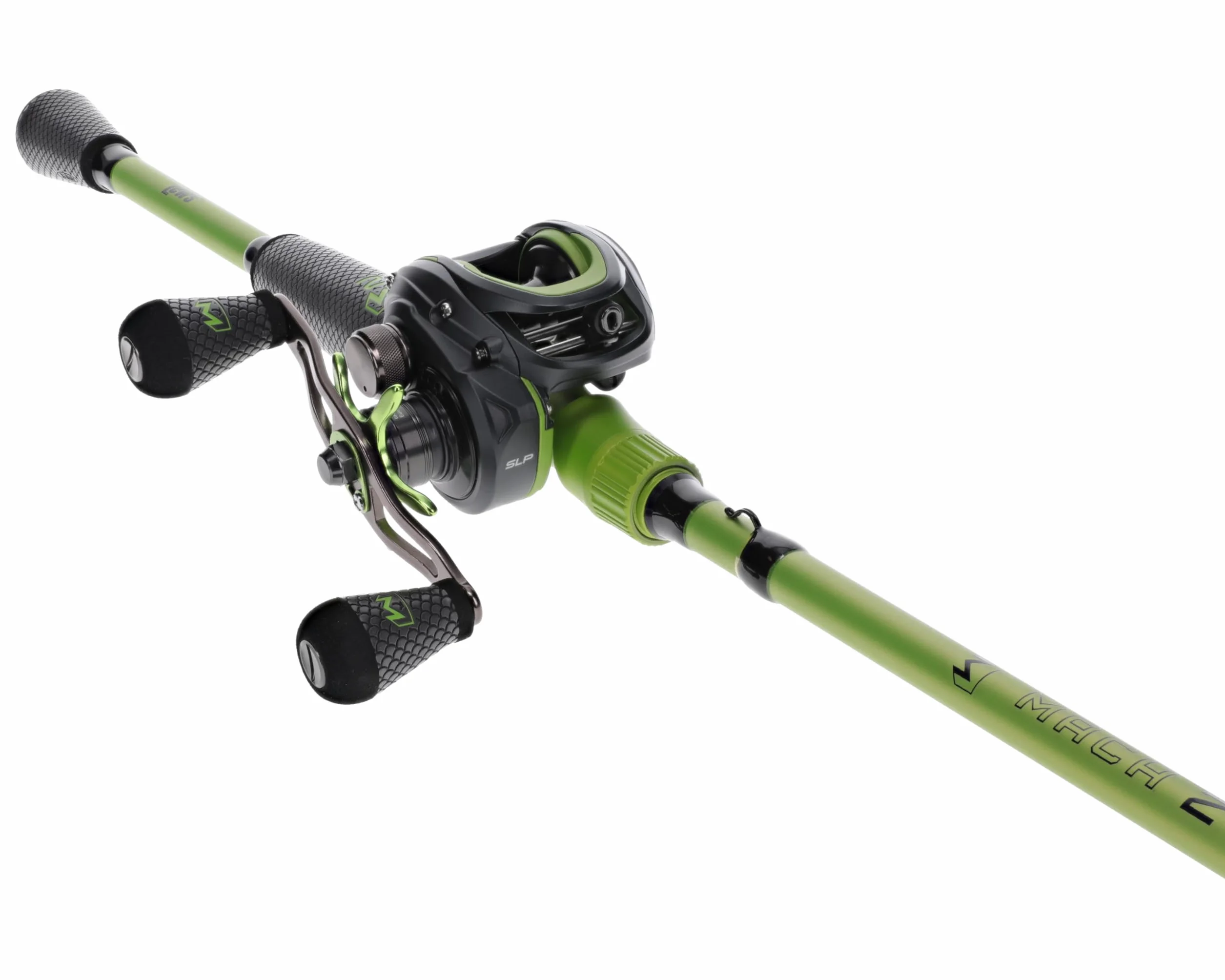 MACH 2 Baitcast Reel and Fishing Rod Combo, Graphite Blank Fishing Rod, Dri-Tac Ultra Handle, Black/Green