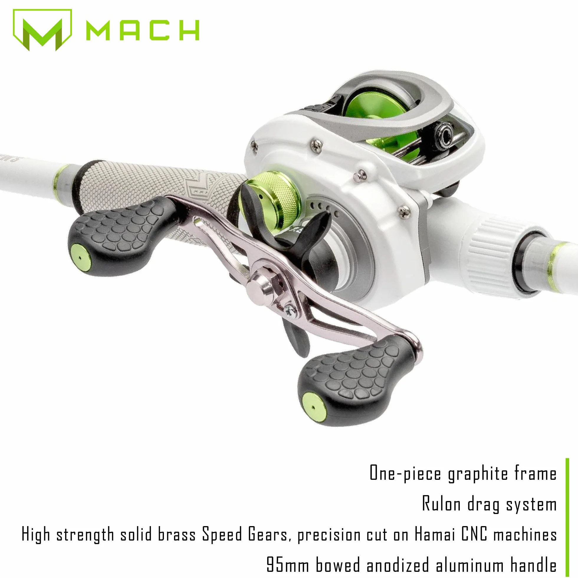 MACH 2 Spinning Reel and Fishing Rod Combo, IM8 Graphite Blank Fishing Rod, Right or Left-Hand Retrieve, Winn Dri-Tac Ultra Handle, Black/Green