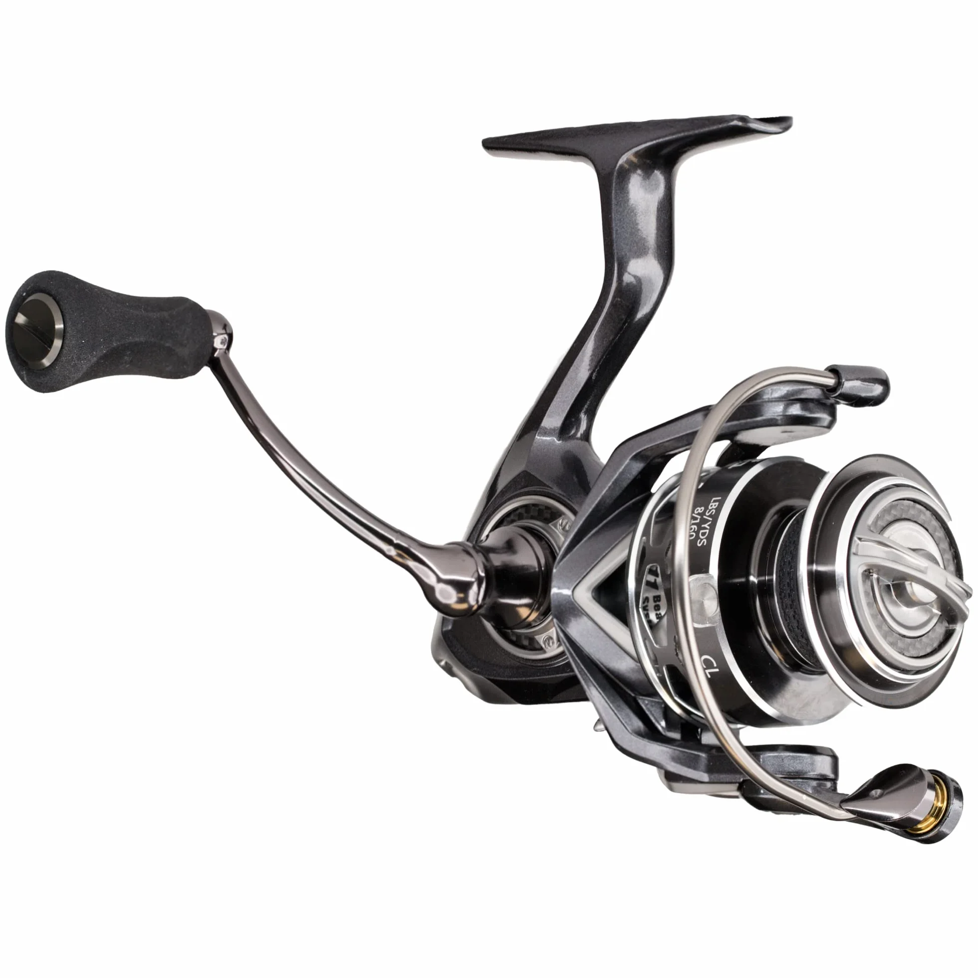 Custom Lite Spinning Fishing Reel, 10+1 Stainless Steel Ball Bearings, Right or Left-Hand Retrieve, Carbon Grey