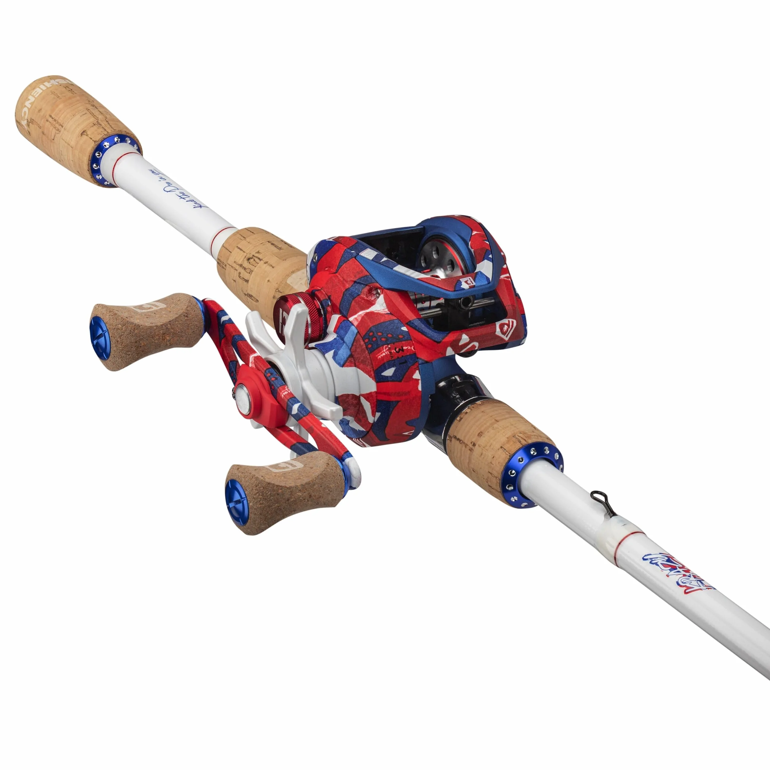 Krazy Americana Baitcast Combo with 7' 1pc Medium Heavy IM7 Graphite Rod and Cork Grips