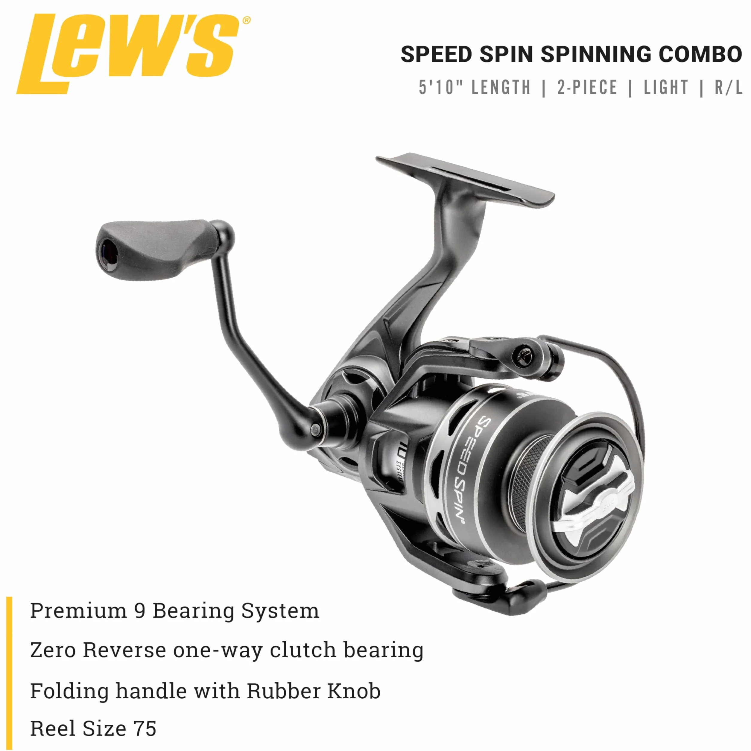 Speed Spin Spinning Reel and Fishing Rod Combo, HM30 Graphite Rod, 9+1 Bearings, Speed Gears
