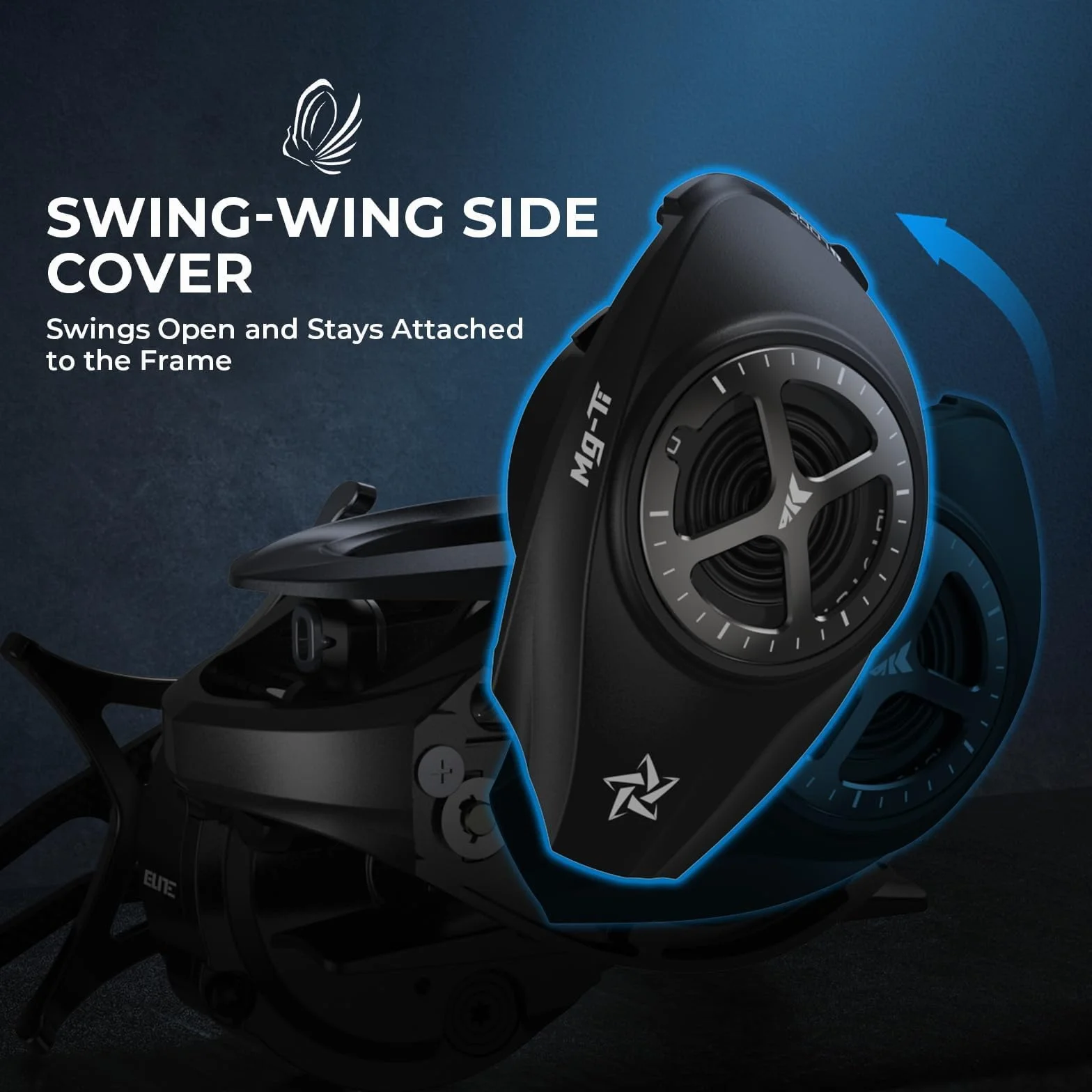 Mg-Ti Elite Baitcasting Fishing Reels with Magnesium Body Frame | Max Drag: 18.0 lb, 2+9+1 BB, 5.0 oz, True Titanium Spool, Halo Vortex Magnetic Braking, 8.1:1 Gear Ratio, Palm Perfect