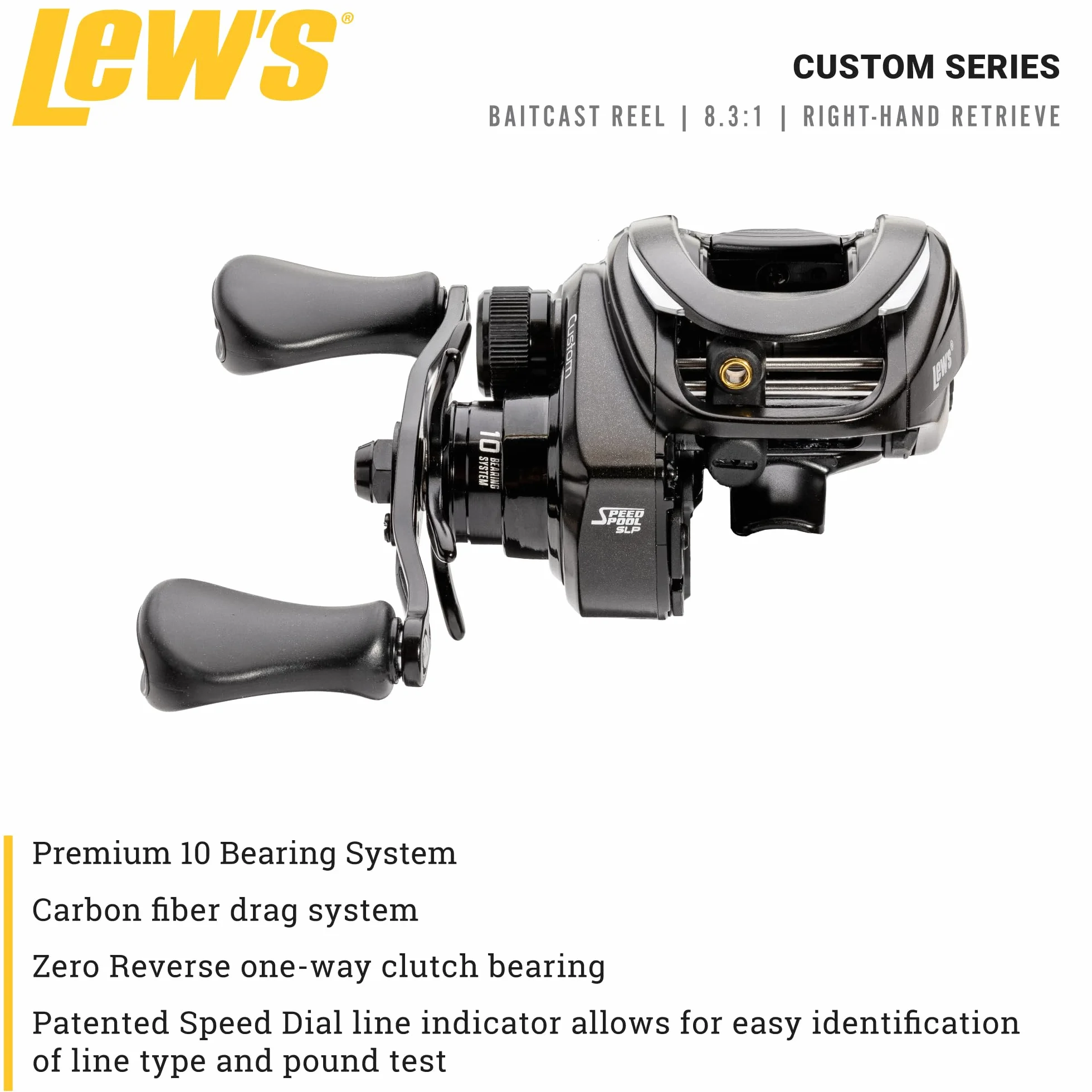 Custom Baitcast Fishing Reel, 9+1 Bearings, 8.3:1 Gear Ratio, Aluminum Frame, ParaMag RX Brake, Carbon Fiber Drag, Right-Hand Retrieve