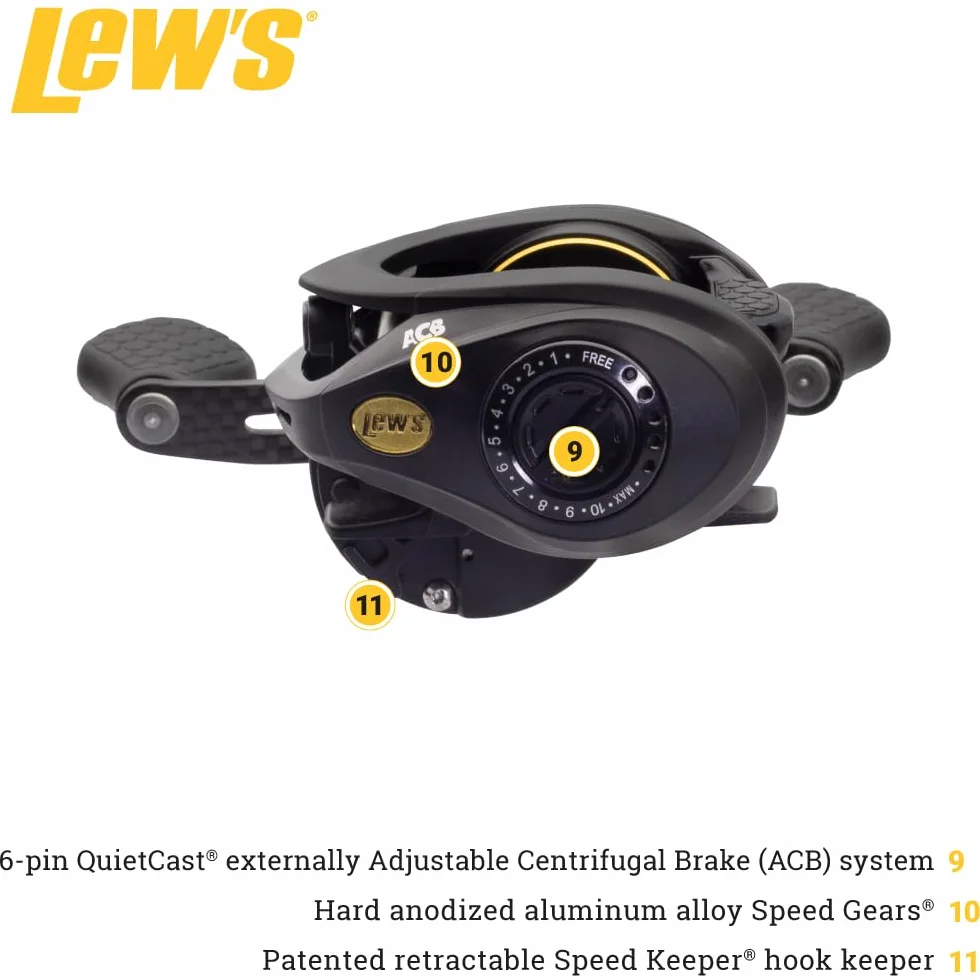 Tournament Pro LFS Speed Spool Baitcast Fishing Reel, Aluminum Frame, Premium 11 Stainless Steel Ball Bearings