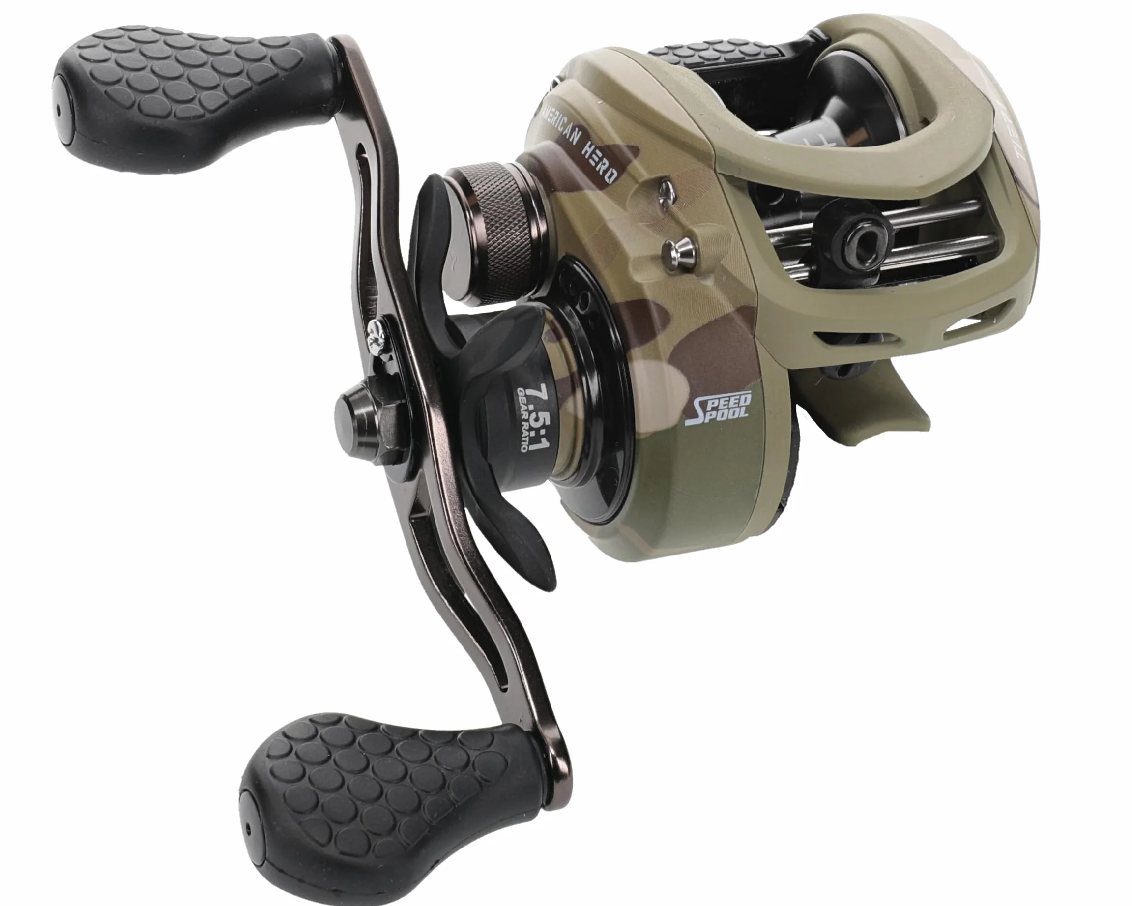 American Hero Tier 1 Baitcast Fishing Reel, 9+1 Stainless Steel Ball Bearings, 7.5:1 Gear Ratio, Multicam