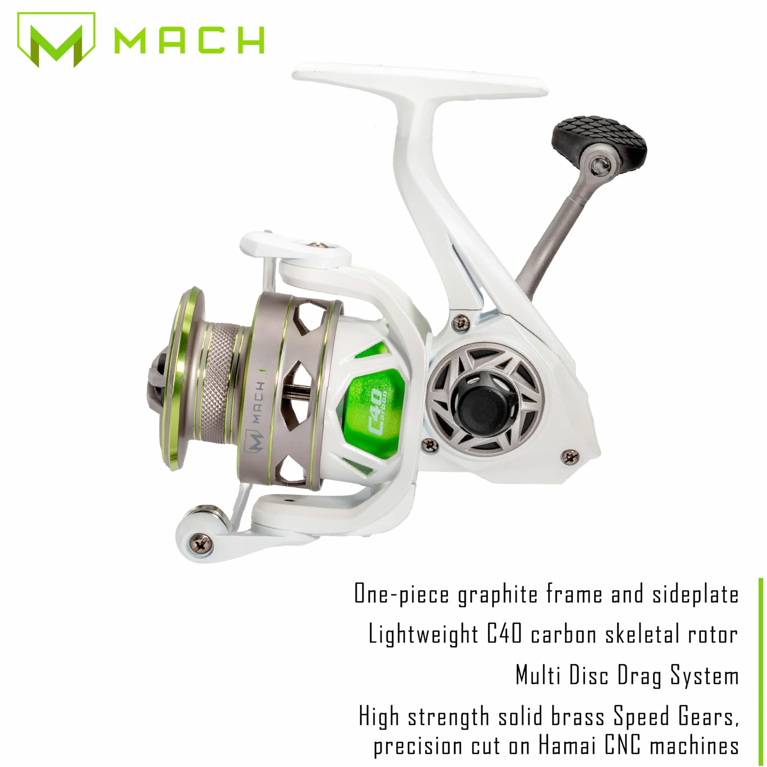 MACH 1 Spinning Reel and Fishing Rod Combo, 7-Foot 2-Piece Graphite Rod, Medium Power Fast Action, Size 300 Reel, 6.2:1 Gear Ratio