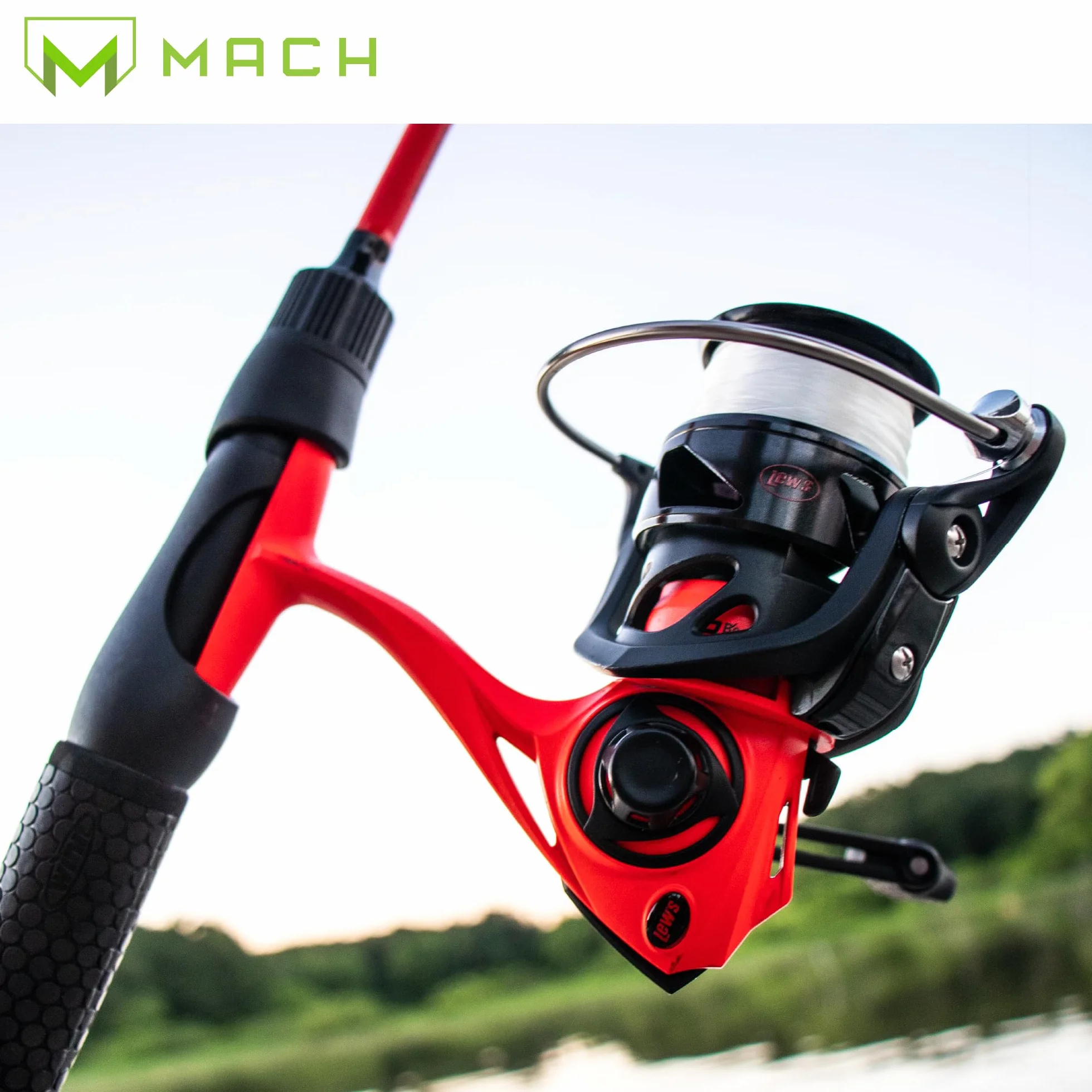 MACH Smash Spinning Reel and Fishing Rod Combo, high modulus graphite Blank Fishing Rod, Right or Left-Hand Retrieve, Split Grip Dri-Tac Handle and EVA Base