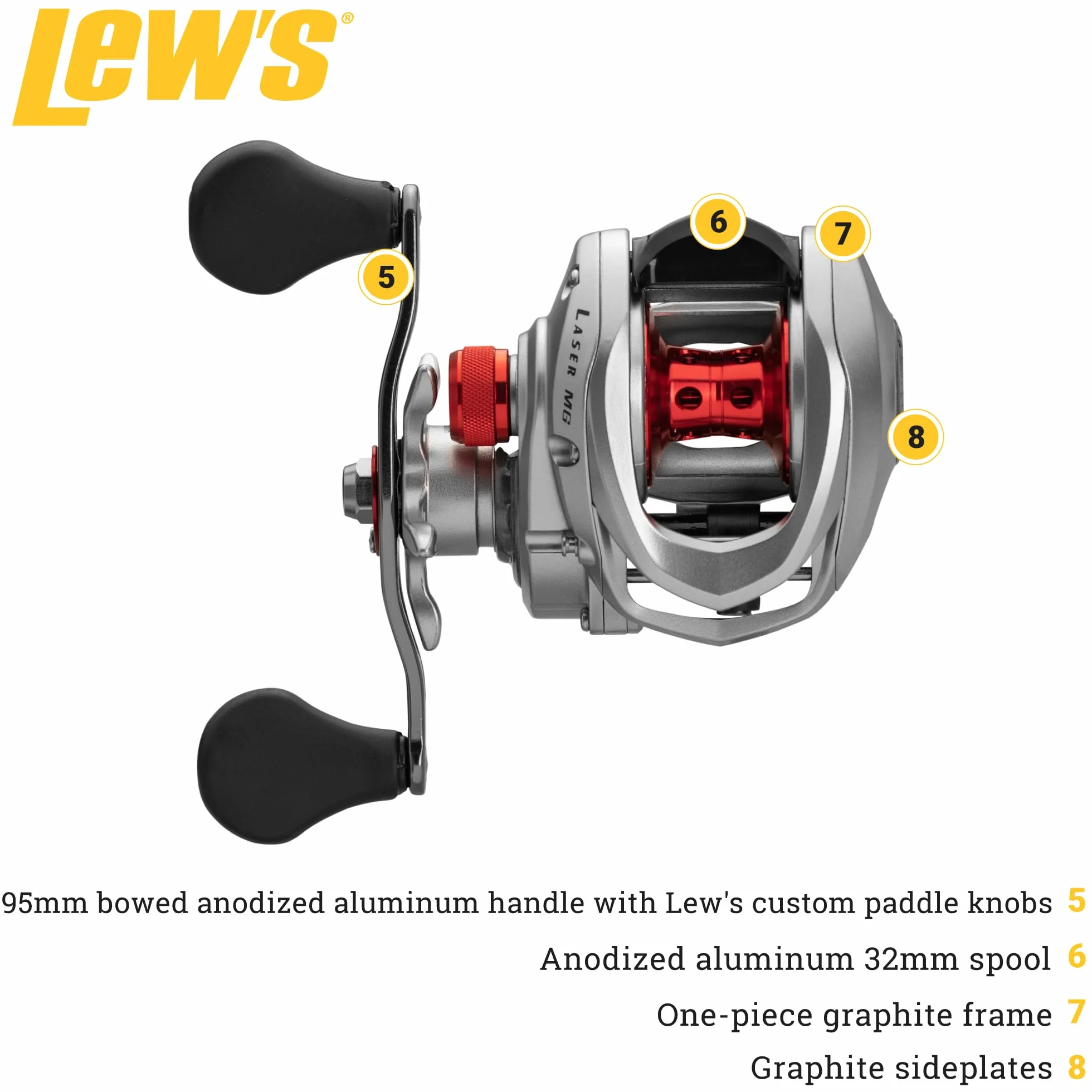 Laser MG Baitcast Fishing Reel, Super Low Profile
