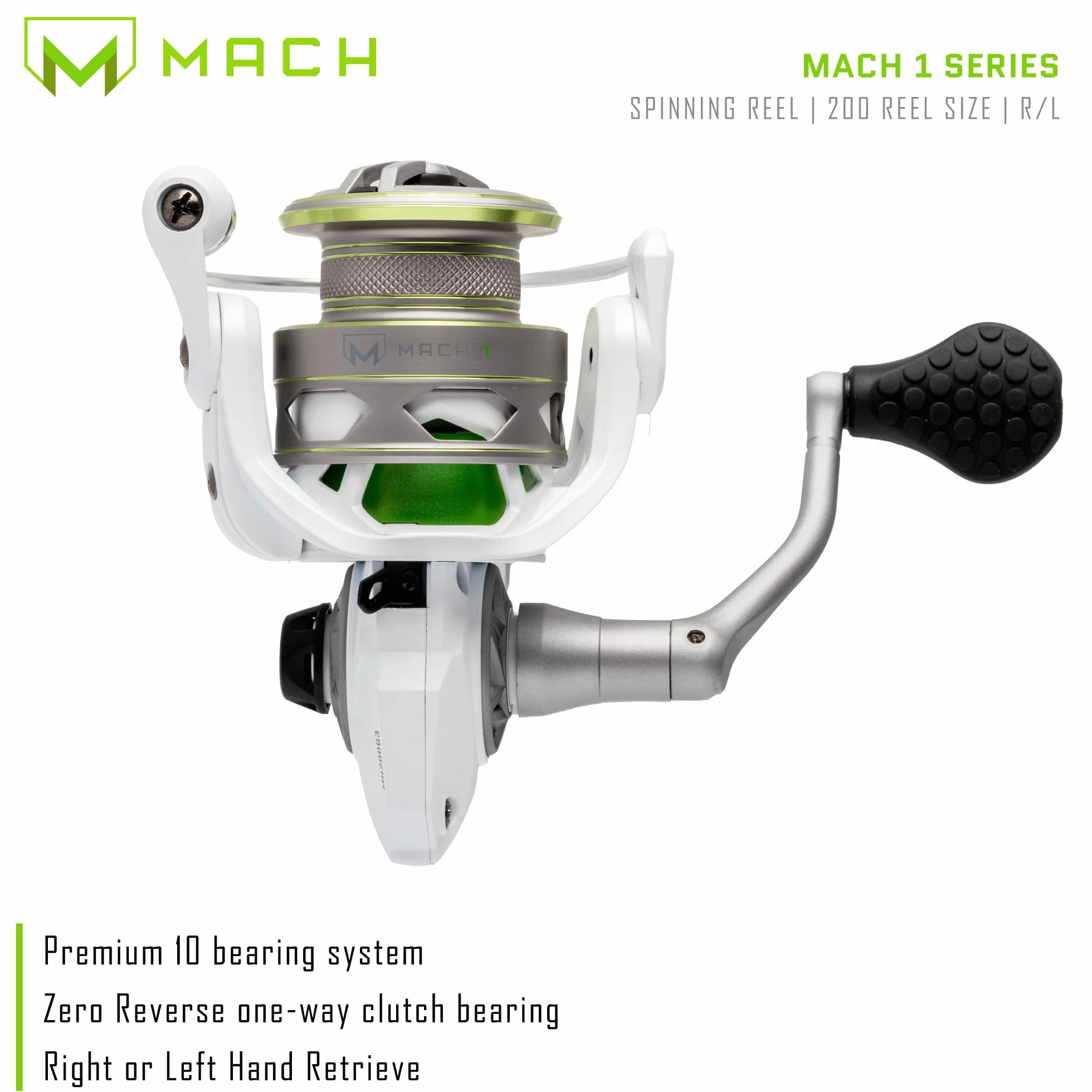 MACH 1 Spinning Fishing Reel, 9+1 Bearings, Graphite Frame, Speed Gears, Speed Lube, Multi-Disc Drag