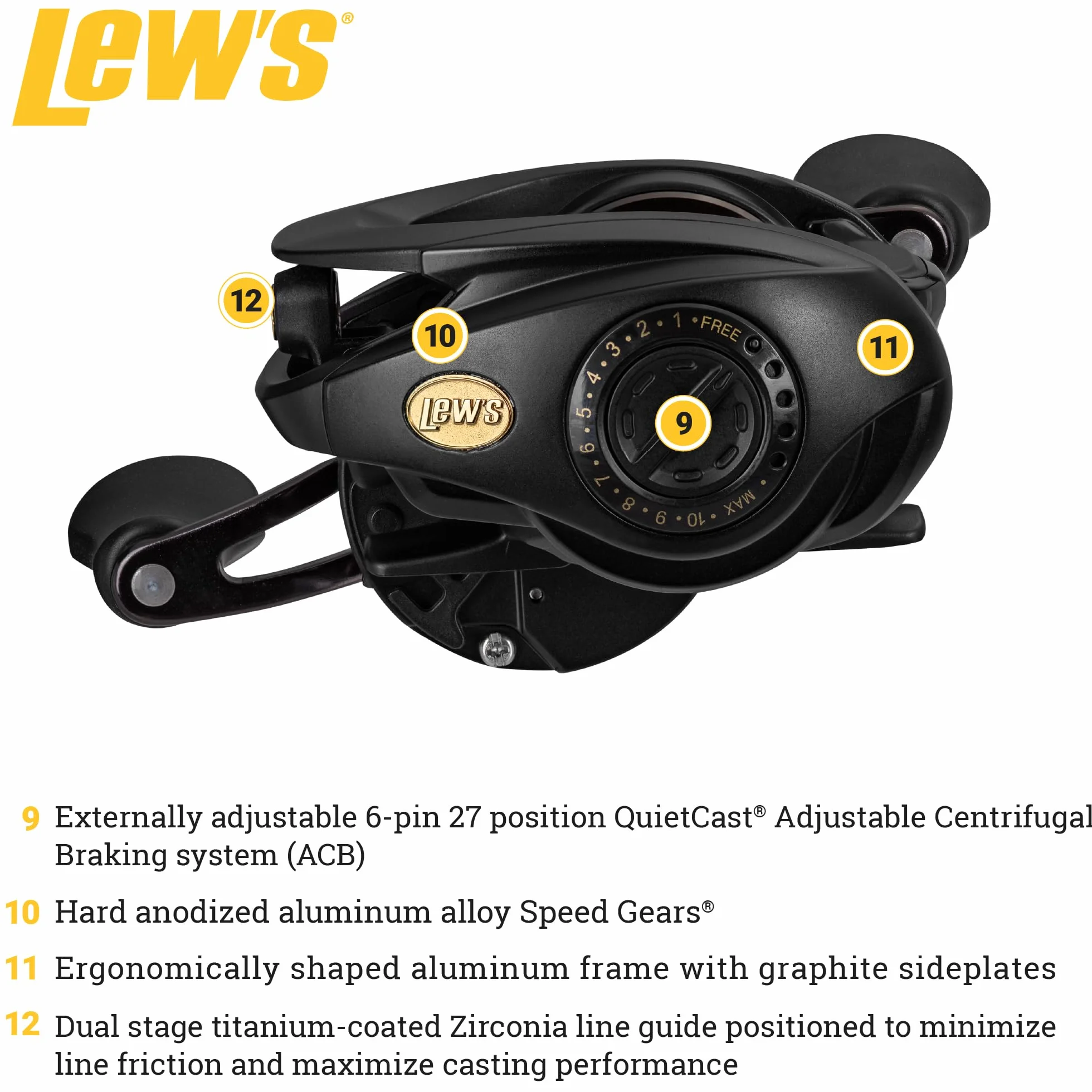 BB1 Pro Baitcast Fishing Reel, 10 Bearing System with Stainless Steel Double Shielded Ball Bearings