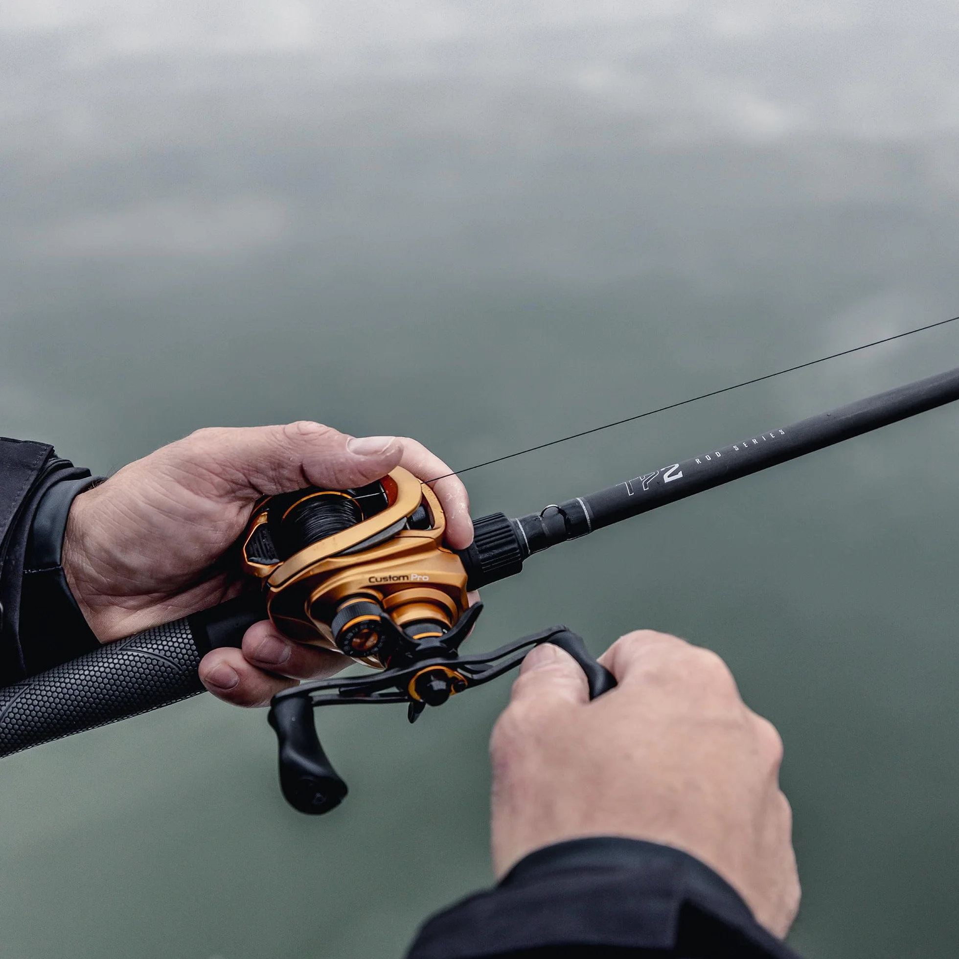 TP2 Casting Fishing Rod, Crankbait Model, 7-Foot 2-Inch, 1-Piece HM45 Graphite Rod with Medium Power and Moderate Action, Winn Dri-Tac Split-Grip, SoftTouch Reel Seat, Black/Gray