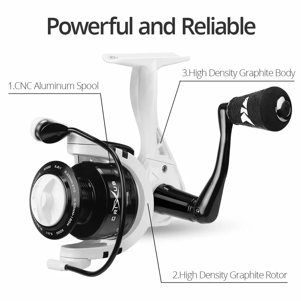 Crixus Baitcaster & Spinning Fishing Rod and Reel Combo | IM6 Blank, Zirconium Oxide Guide Rings, SuperPolymer Handle, Lightweight Reel, Aluminum Spool, High Performance