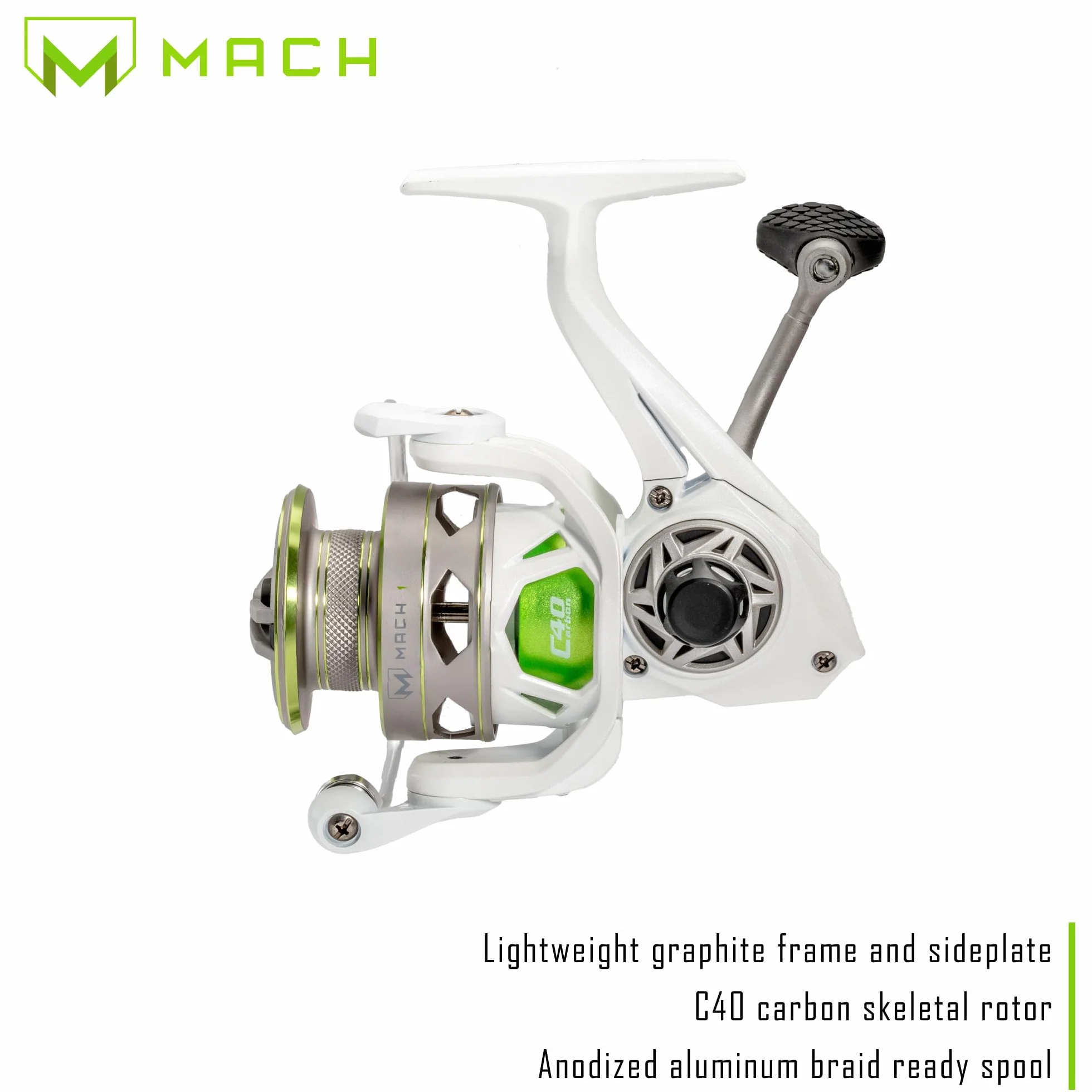 MACH 1 Spinning Fishing Reel, 9+1 Bearings, Graphite Frame, Speed Gears, Speed Lube, Multi-Disc Drag