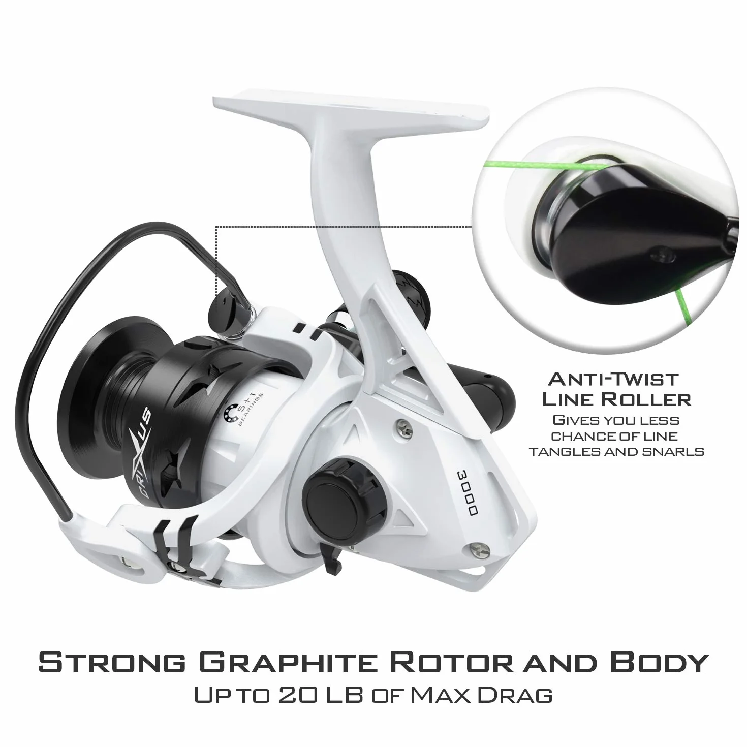 Crixus Baitcaster & Spinning Fishing Rod and Reel Combo | IM6 Blank, Zirconium Oxide Guide Rings, SuperPolymer Handle, Lightweight Reel, Aluminum Spool, High Performance