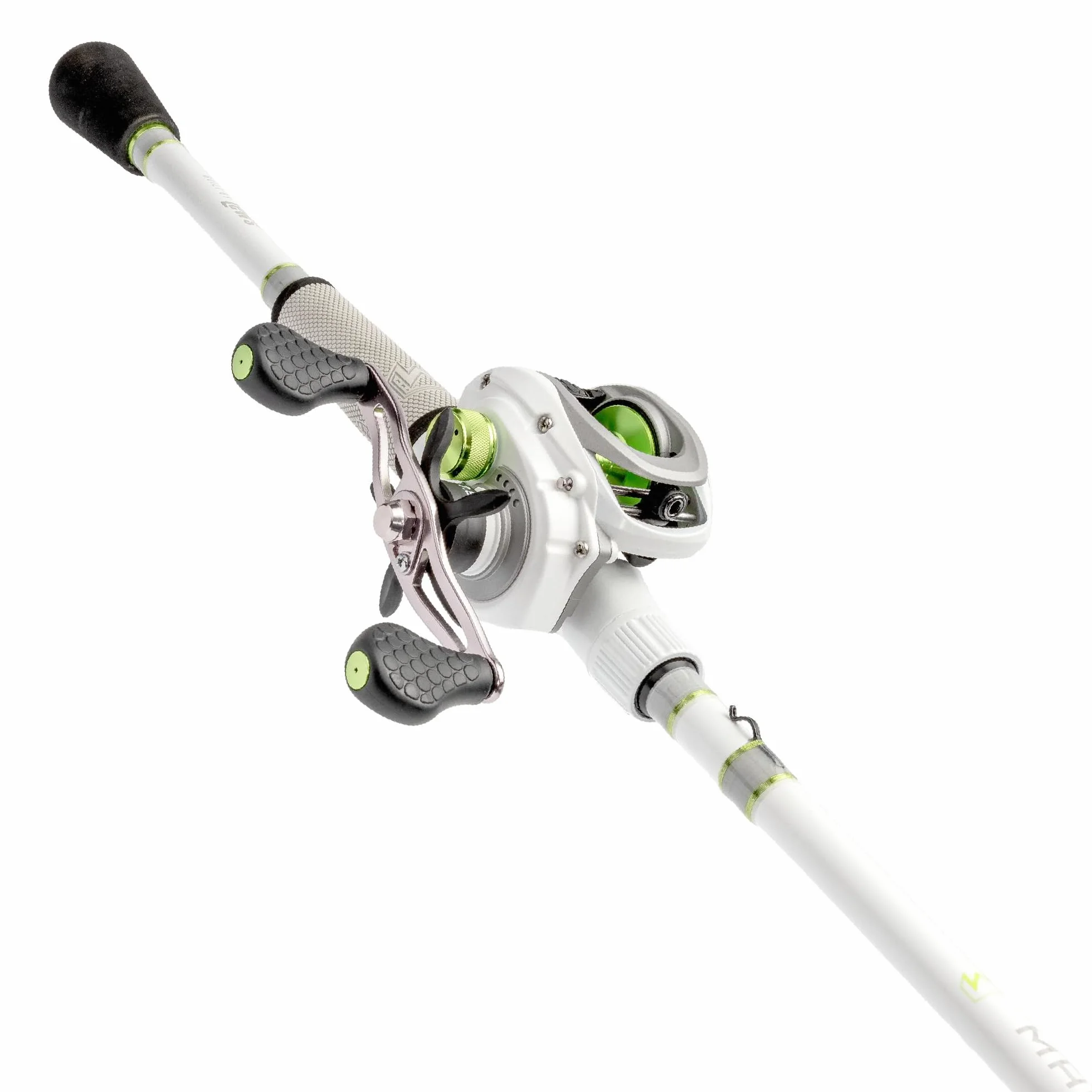 MACH 2 Spinning Reel and Fishing Rod Combo, IM8 Graphite Blank Fishing Rod, Right or Left-Hand Retrieve, Winn Dri-Tac Ultra Handle, Black/Green