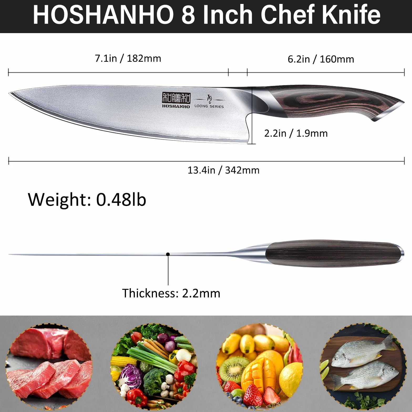 Kitchen Knife in Japanese High Carbon Steel, Professional High-Class Chef's Knife 8 inch, Non-slip Ultra Sharp Cooking Knives with Ergonomic Handle | Multifunctional, 10Cr15CoMoV, Home Gifts