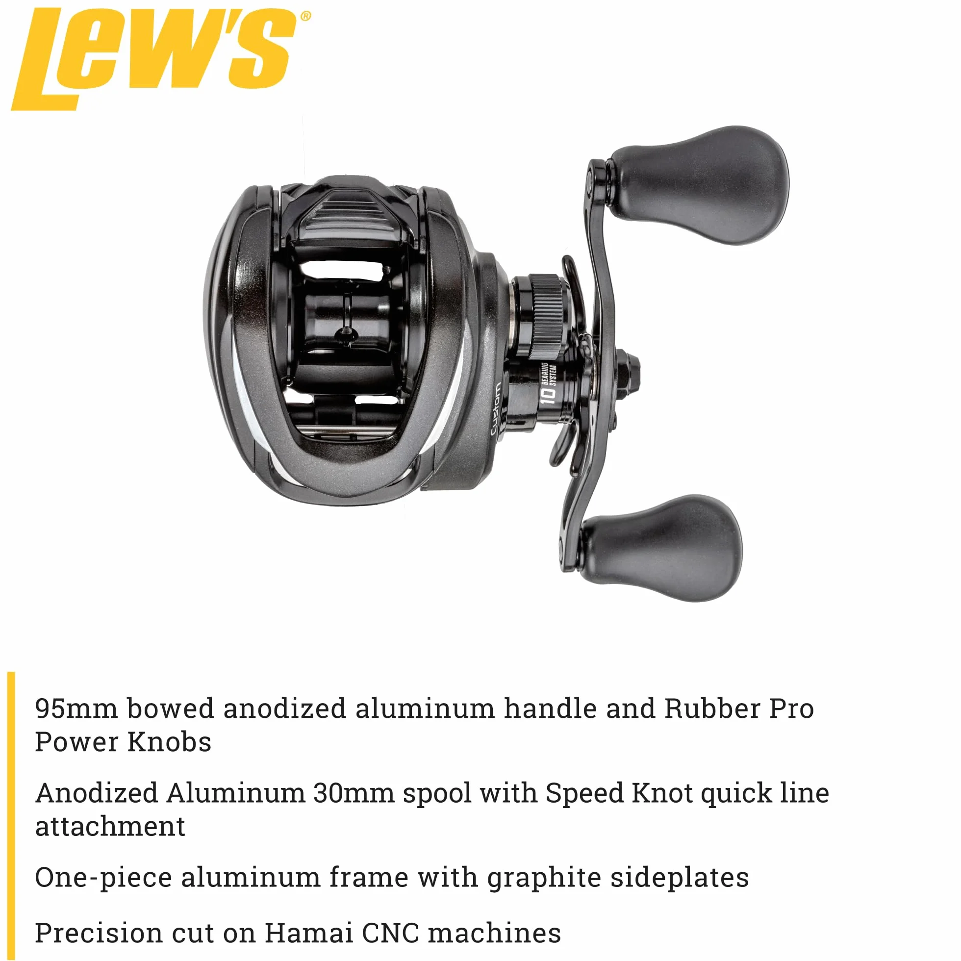Custom Baitcast Fishing Reel, 9+1 Bearings, Aluminum Frame and Sideplates, ParaMag RX Brake, Carbon Fiber Drag, Speed Gears, Black/Silver