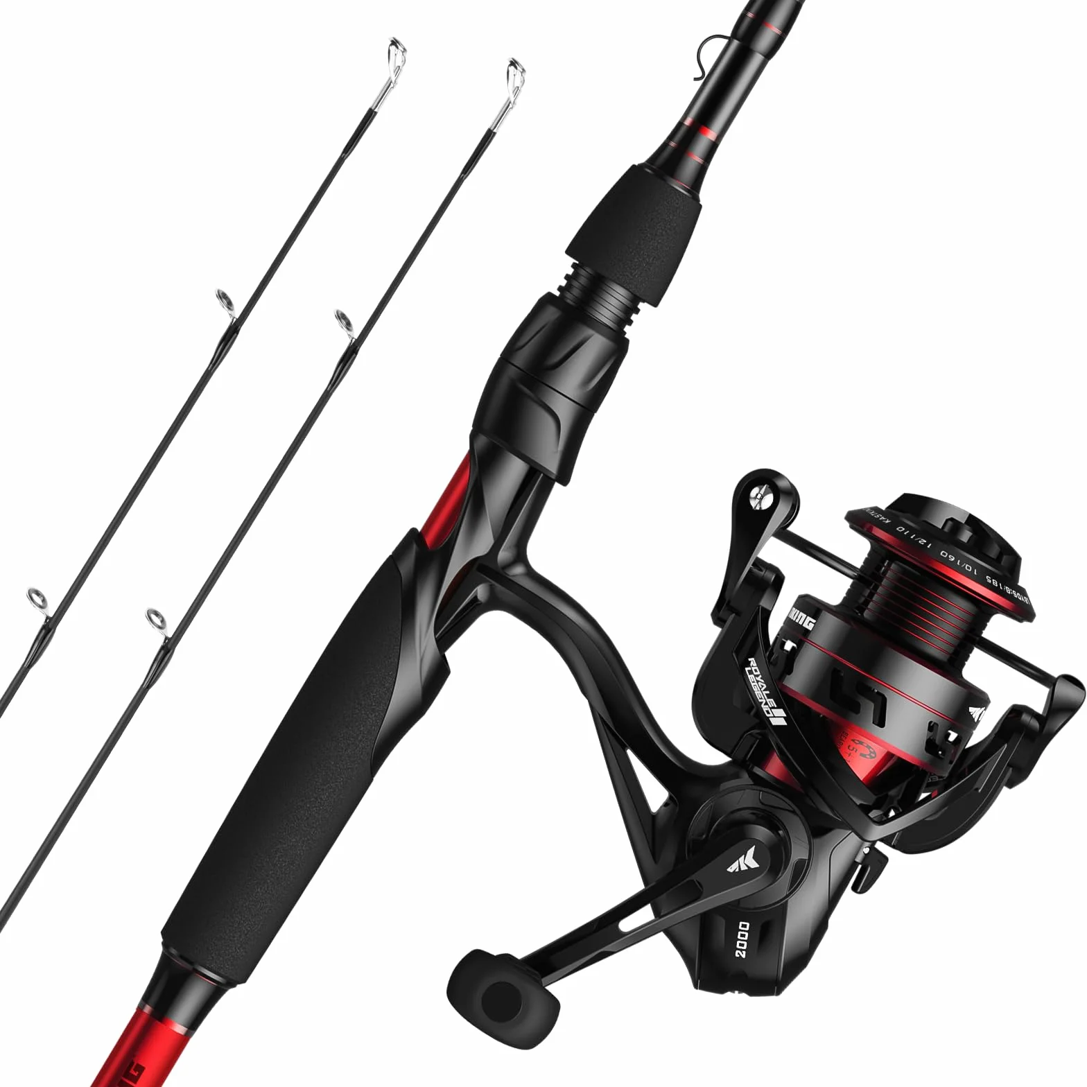 Royale Legend II Twin Tip Fishing Rod and Reel Combo | Baitcaster & Spinning Combo, 2-Piece Rod, Extra Tip, IM6 Graphite, Ultra-Light Sensitive, Smooth Casting, EVA Handle