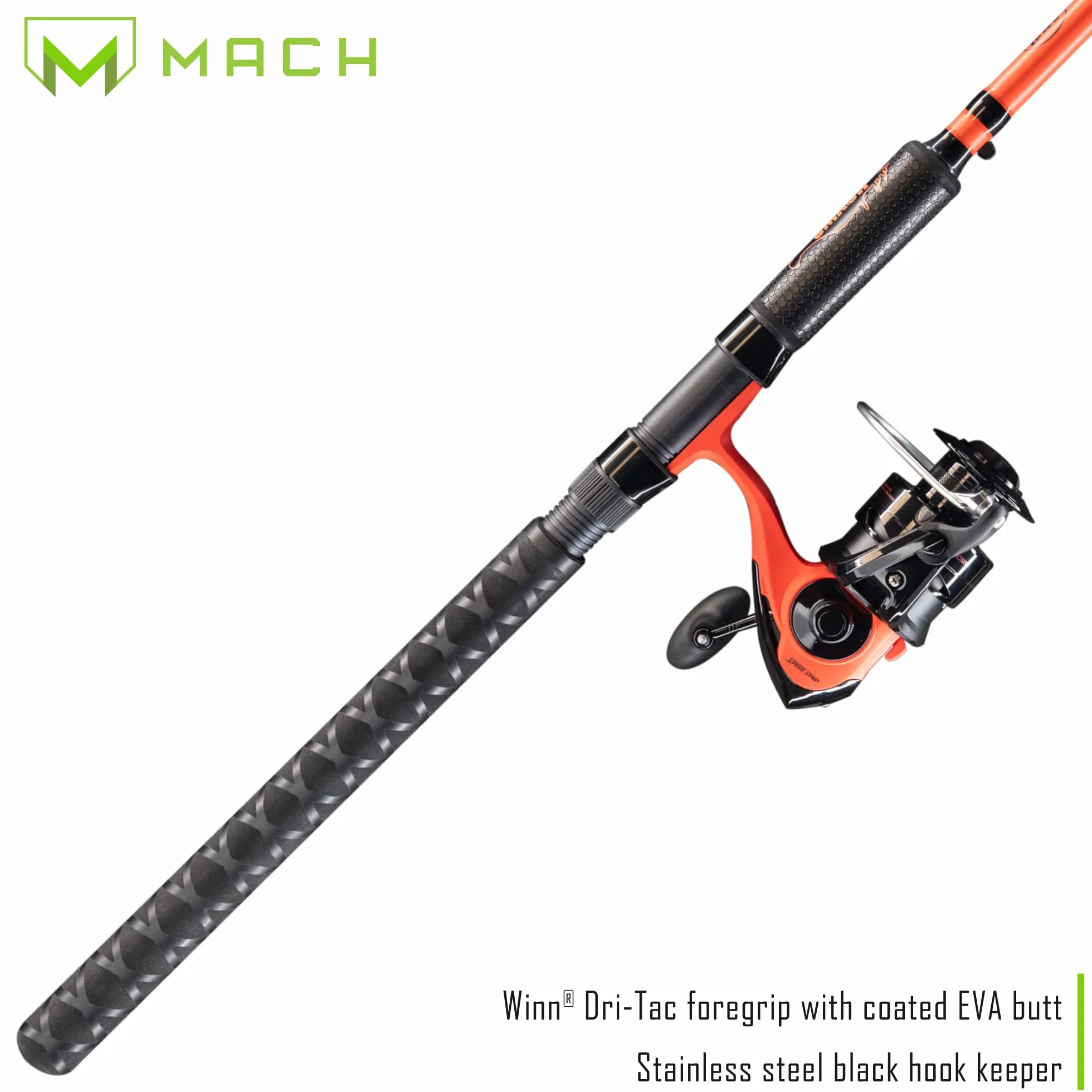 Cat Smash Spinning Reel and Fishing Rod Combo, 7-Foot 2-Inch 1-Piece IM6 Graphite Fishing Rod, Right or Left-Hand Retrieve, Red