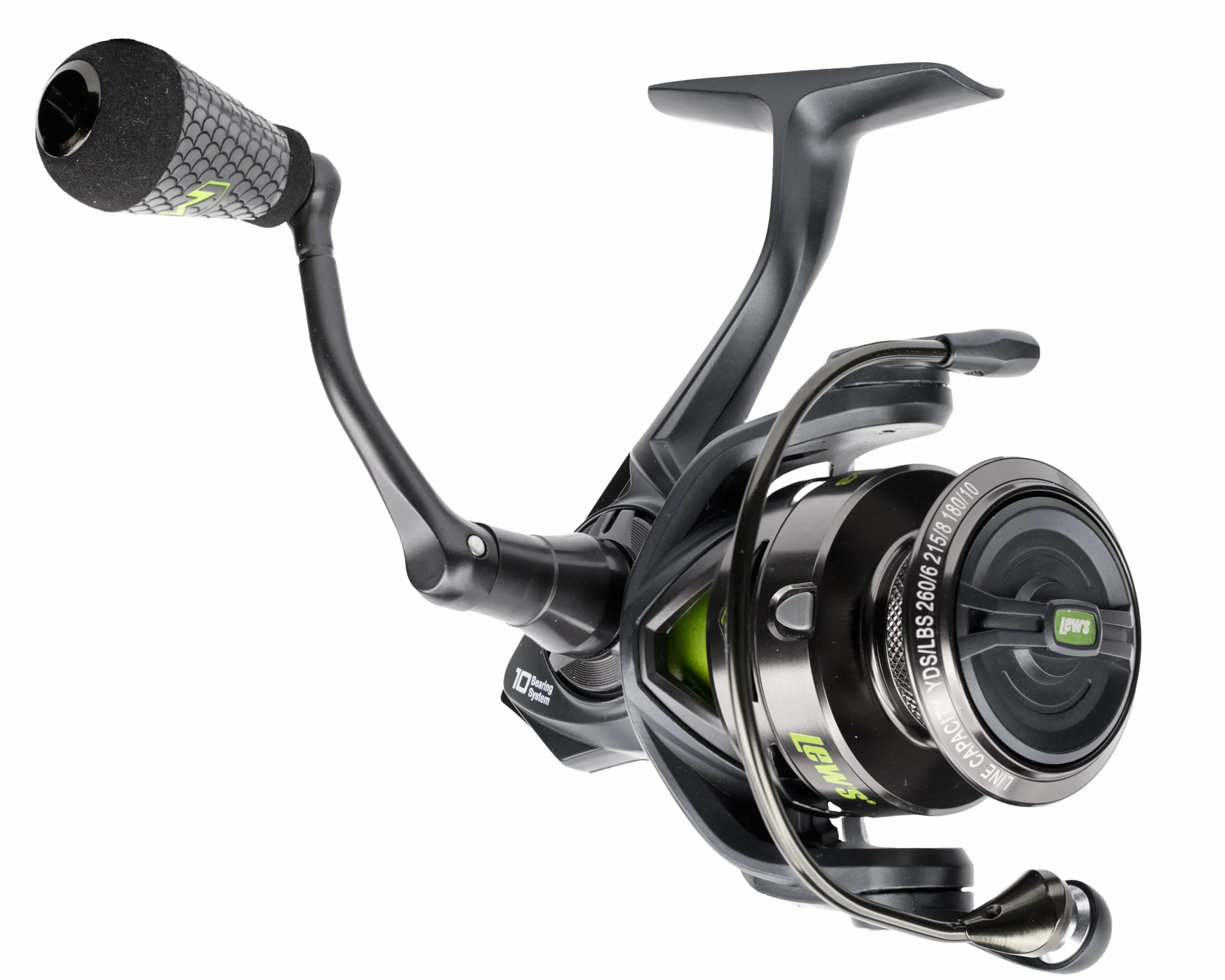 MACH 2 Spinning Fishing Reel, 6.2:1 Gear Ratio, Right or Left-Hand Retrieve, Aluminum Frame, Premium 10 Stainless Steel Ball Bearings, Black/Green