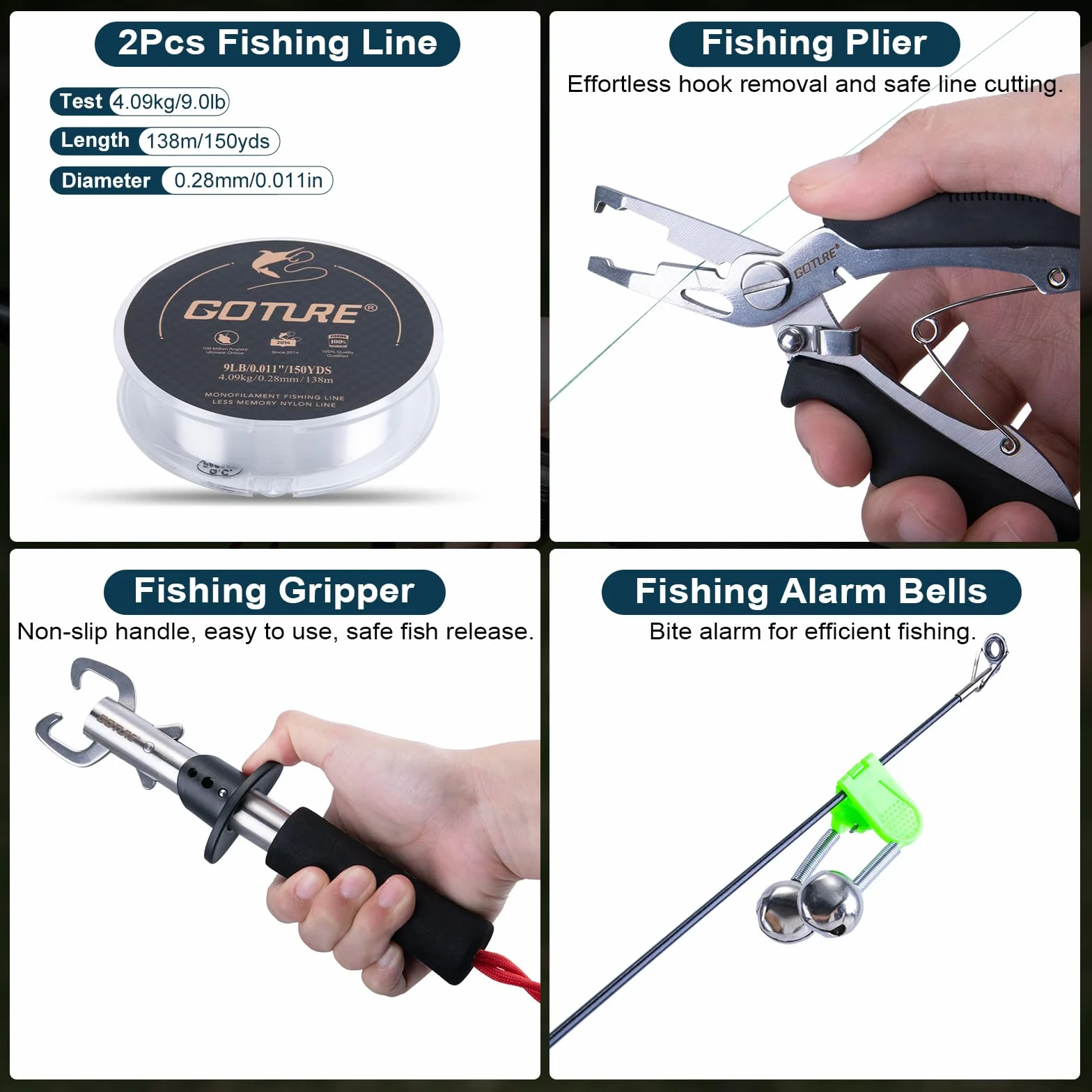 2-Pack Fishing Rod and Reel Combo with Carrier Bag,1.8M-2.7M | 2PCS Telescopic Fishing Pole,2PCS Spinning Reel,Line,Lures,Pliers,Gripper, for Saltwater and Freshwater Travel,Starter Kit
