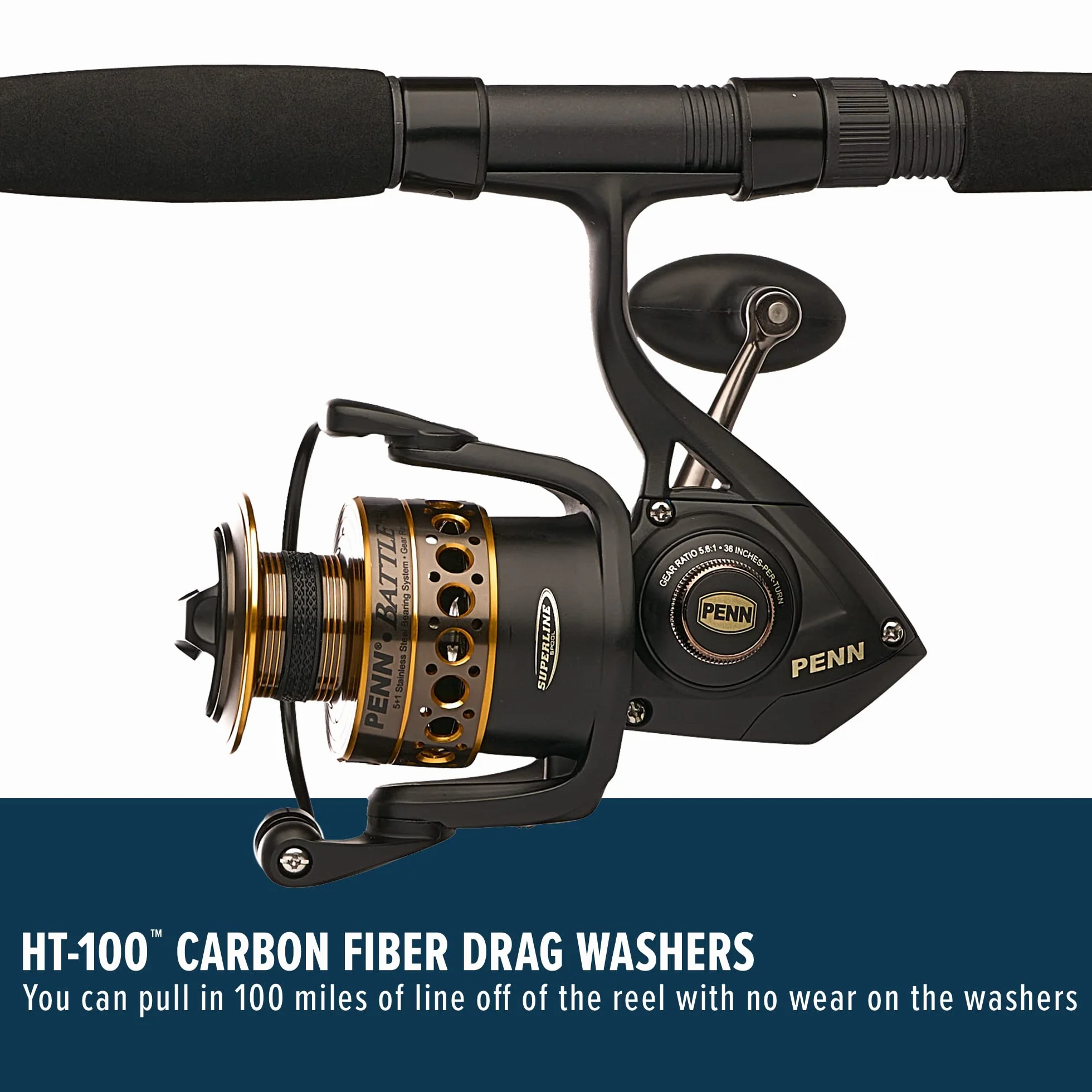 Battle Spinning Reel and Fishing Rod Combo