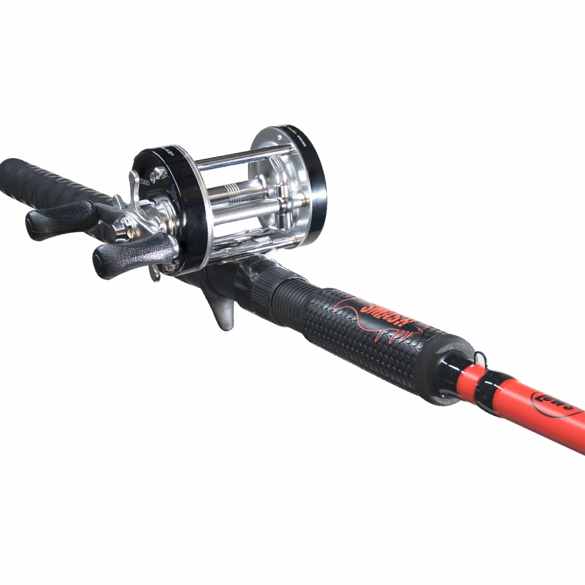 CAT Smash Casting Fishing Rod and Reel Combo, 7-Foot 2-Inch 1-Piece Graphite Rod Blank, Size 60 Reel, Right-Hand, Red