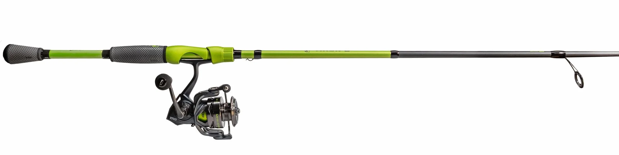 MACH 2 Spinning Reel and Fishing Rod Combo, 7-Foot 2-Piece IM8 Graphite Blank Rod, Size 300 Reel, Right or Left-Hand Retrieve, Black/Green