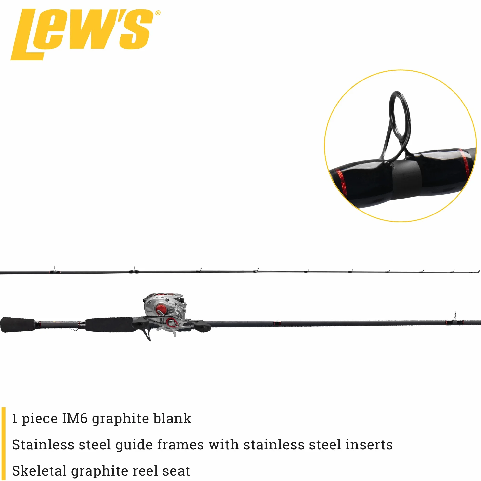 Laser MG Baitcast Reel and Fishing Rod Combo, 7-ft | 1-Piece Rod, RH Retrieve Reel