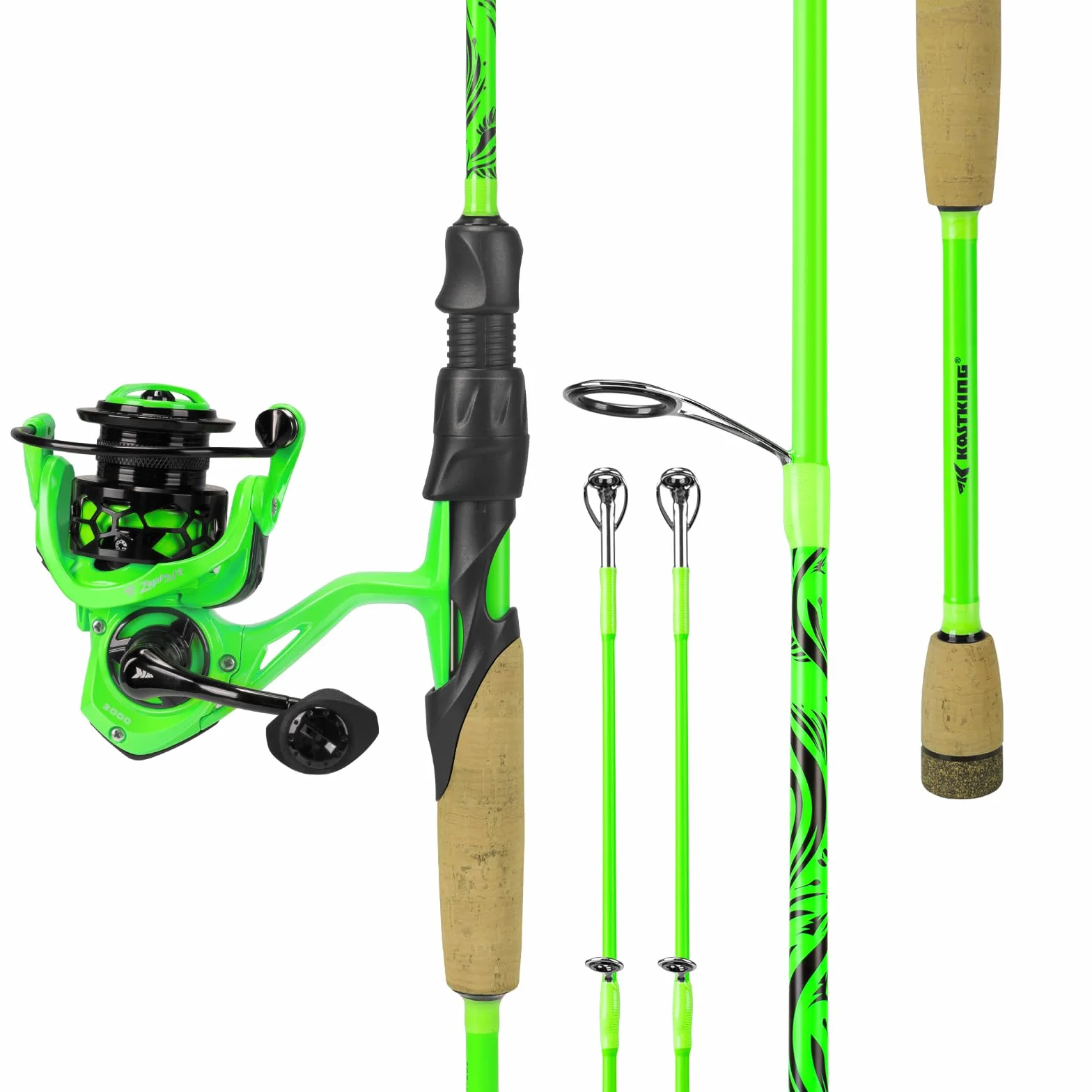 Zephyr Dual-Tip Baitcaster & Spinning Fishing Rod and Reel Combo | Dual Tips Section for Different Powers, IM6 Graphite Blank, Halo XII 10-Level Brake, Precision Brass Gears, Sensitive & Powerful
