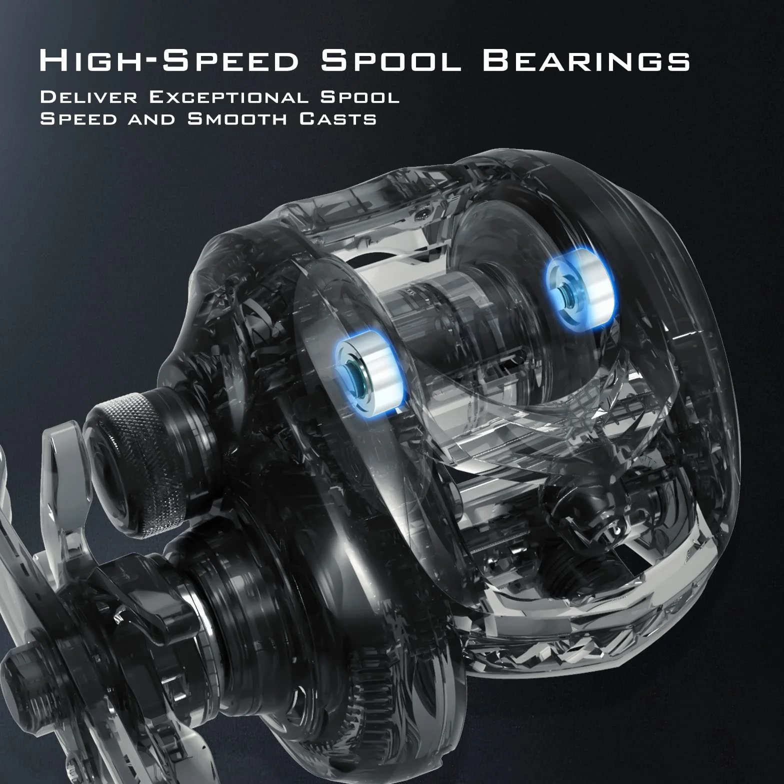 MegaJaws Elite Baitcasting Fishing Reels, Lightweight, High Speed | Max Drag: 17.64 lb, 11+1 BB, 6.7 oz, Lightweight Graphite Frame, New AutoMag Dual Brake, 7.2:1 Gear Ratio