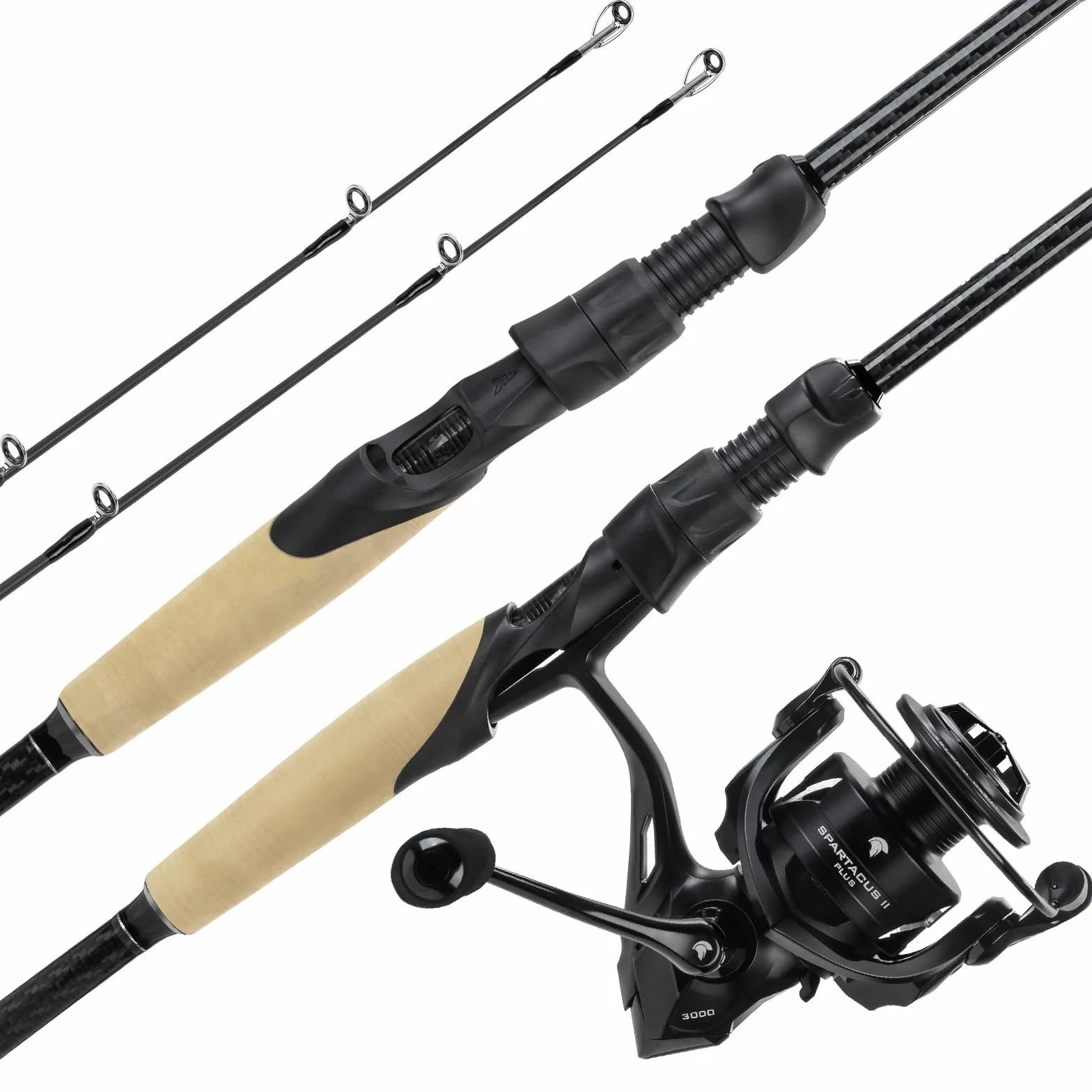Spartacus II Plus Twin-Tip Spinning & Baitcaster Combo | Baitcaster & Spinning Combo, 2-Piece Rod, Extra Tip, IM6 Graphite Blanks, EVA Handle, Freshwater Fishing