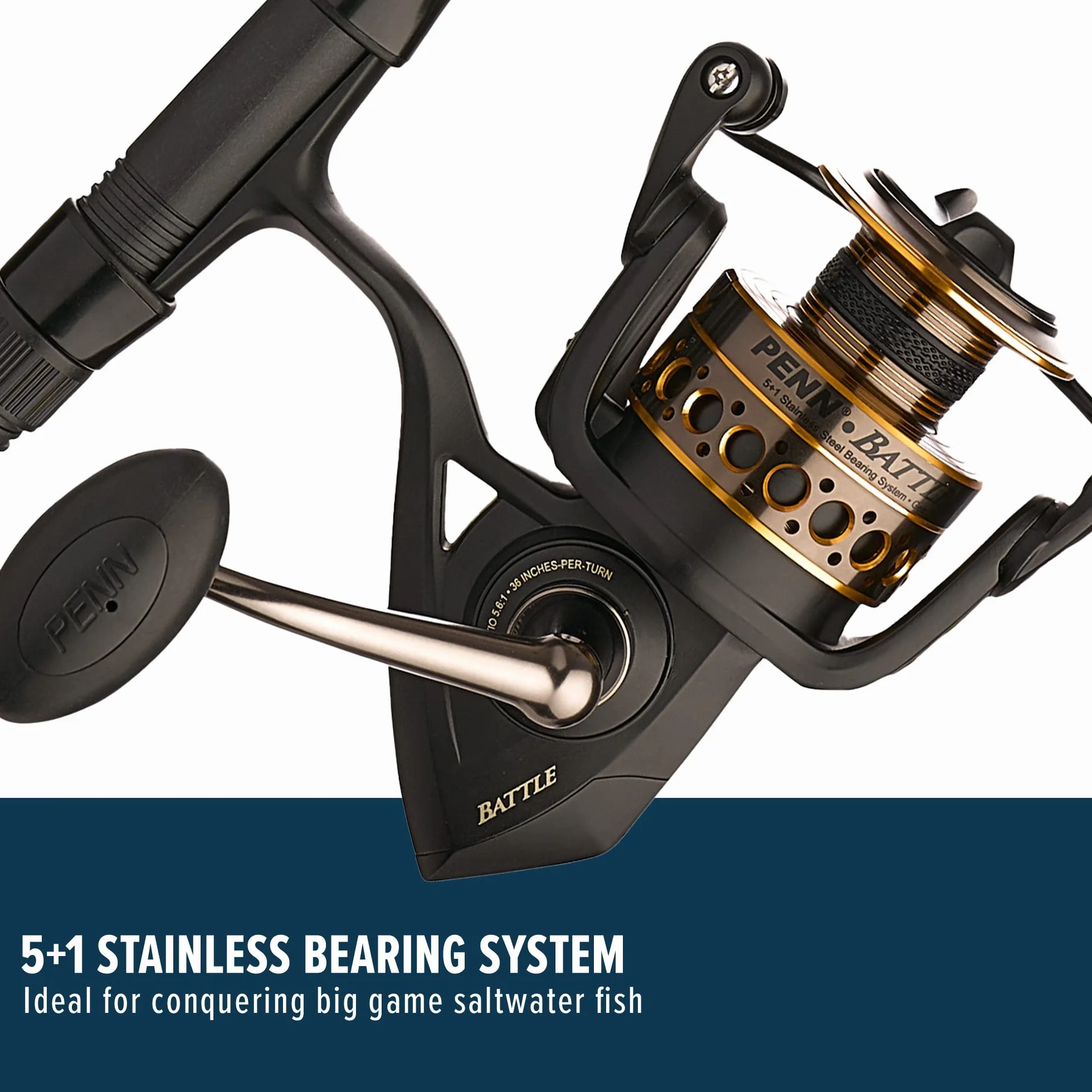 Battle Spinning Reel and Fishing Rod Combo