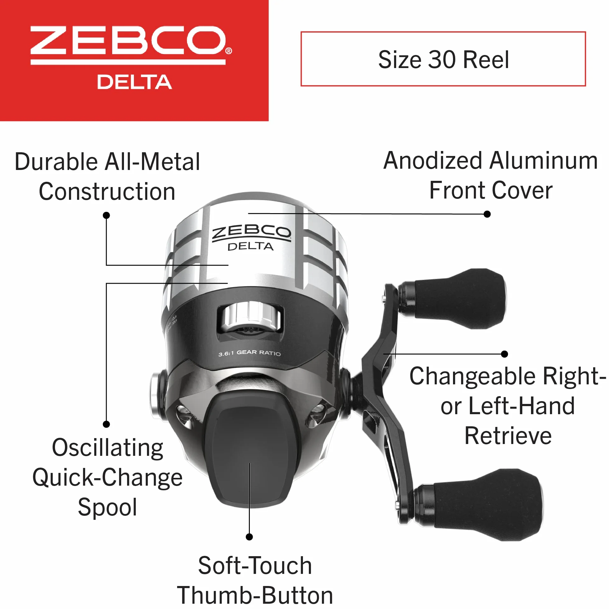 Delta Spincast Reel and Fishing Rod Combo, Instant Anti-Reverse Clutch, Changeable Right- or Left-Hand Retrieve, Pre-Spooled with Fishing Line