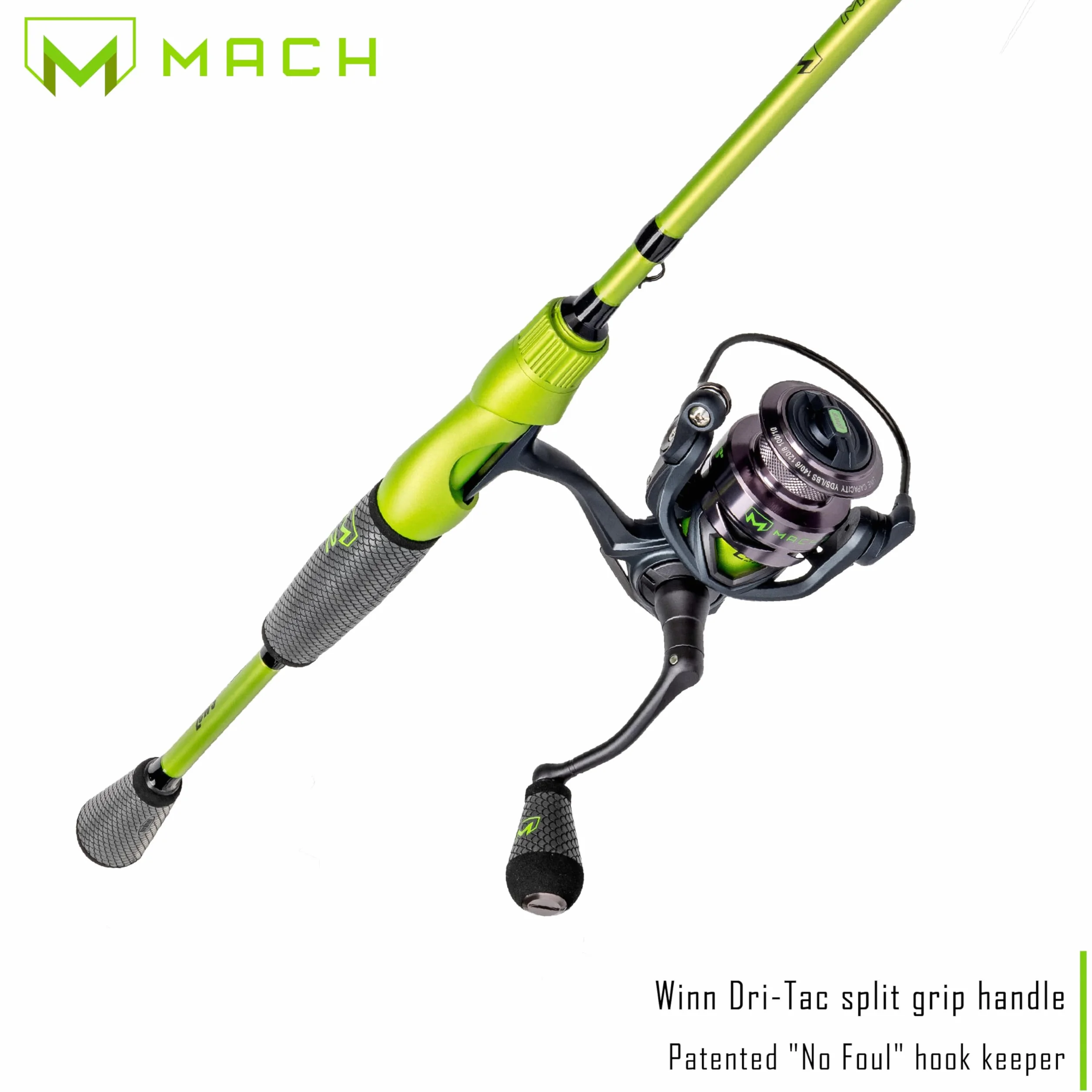 MACH 2 Mobile Spinning Reel and Fishing Rod Combo, 6-Foot 6-Inch 2-Piece IM8 Graphite Rod, Medium Power Fast Action, Size 200 Reel