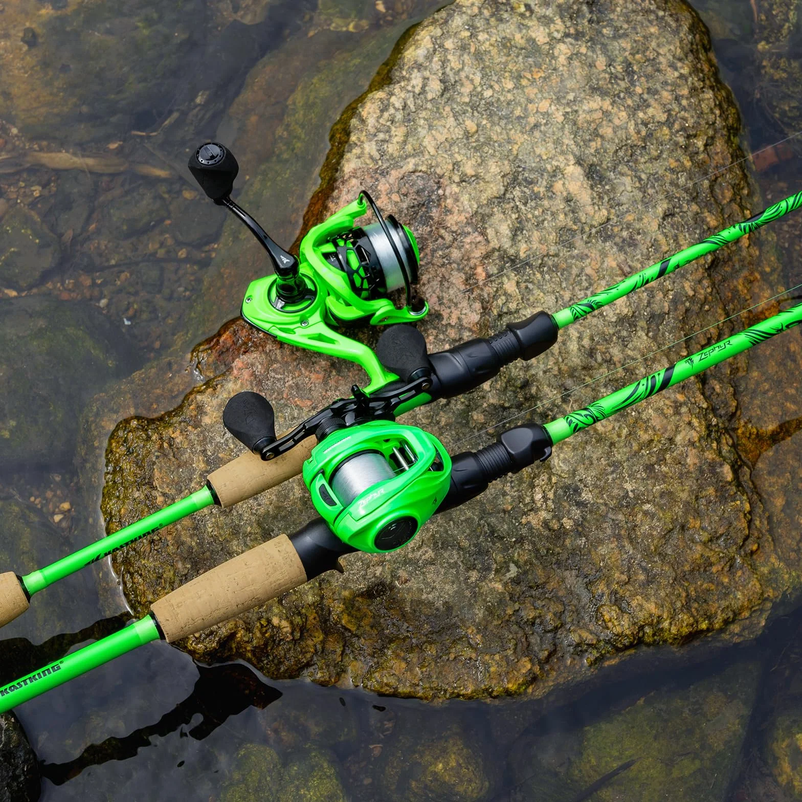 Zephyr Dual-Tip Baitcaster & Spinning Fishing Rod and Reel Combo | Dual Tips Section for Different Powers, IM6 Graphite Blank, Halo XII 10-Level Brake, Precision Brass Gears, Sensitive & Powerful