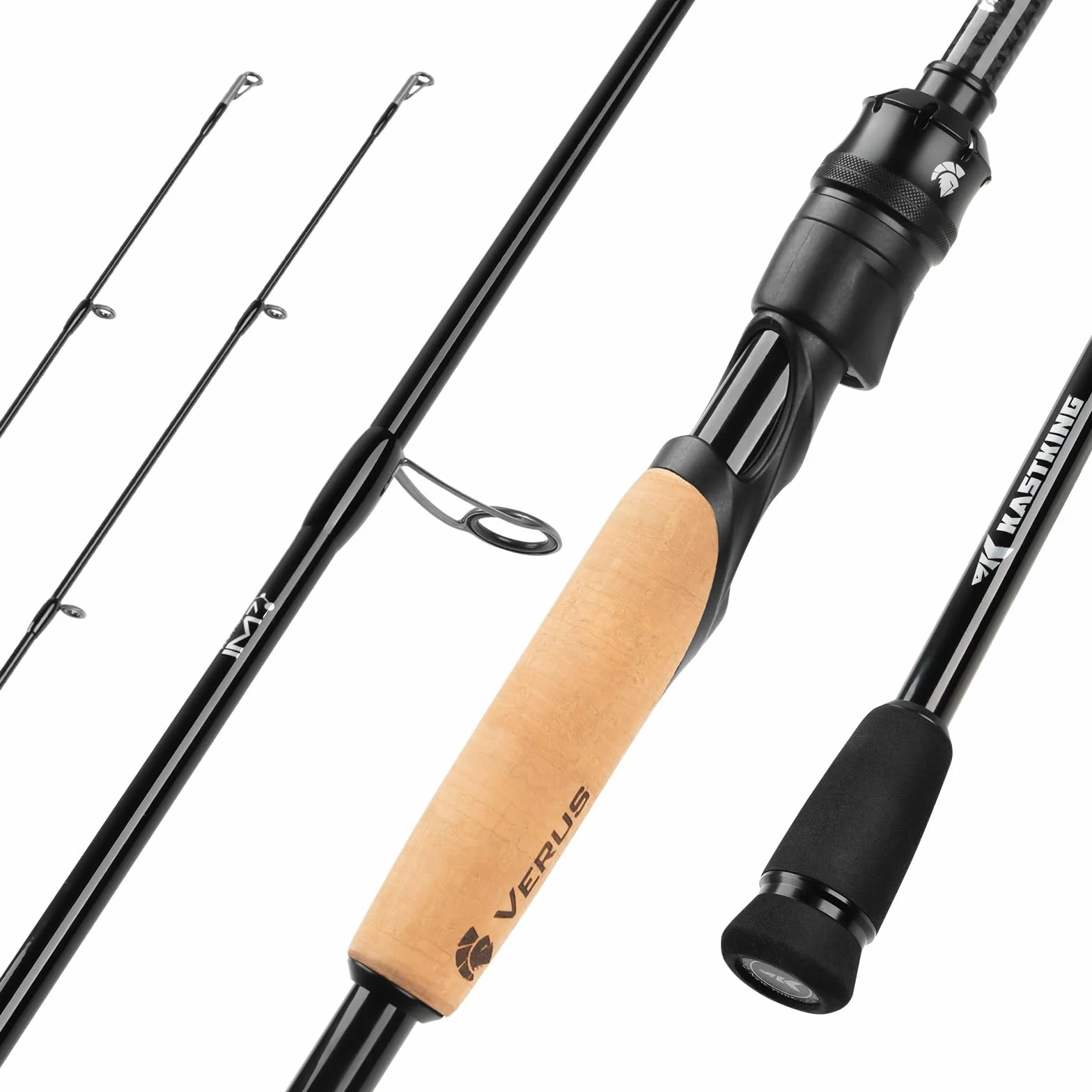 Verus Technique Twin-Tip Bass Spinning & Casting Fishing Rods | 2-Piece Rods with Extra Tip Section, IM7 Graphite Blanks, Titanium Guide Frames, EVA Fighting End Crip, AAA Cork Foregrip