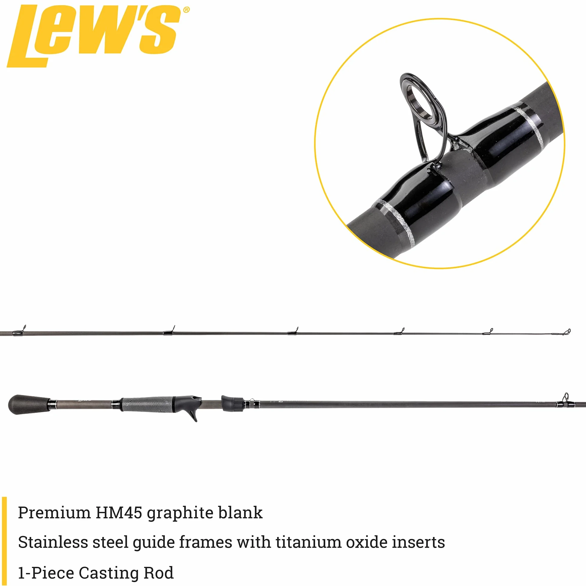 TP2 Casting Fishing Rod, Crankbait Model, 7-Foot 2-Inch, 1-Piece HM45 Graphite Rod with Medium Power and Moderate Action, Winn Dri-Tac Split-Grip, SoftTouch Reel Seat, Black/Gray