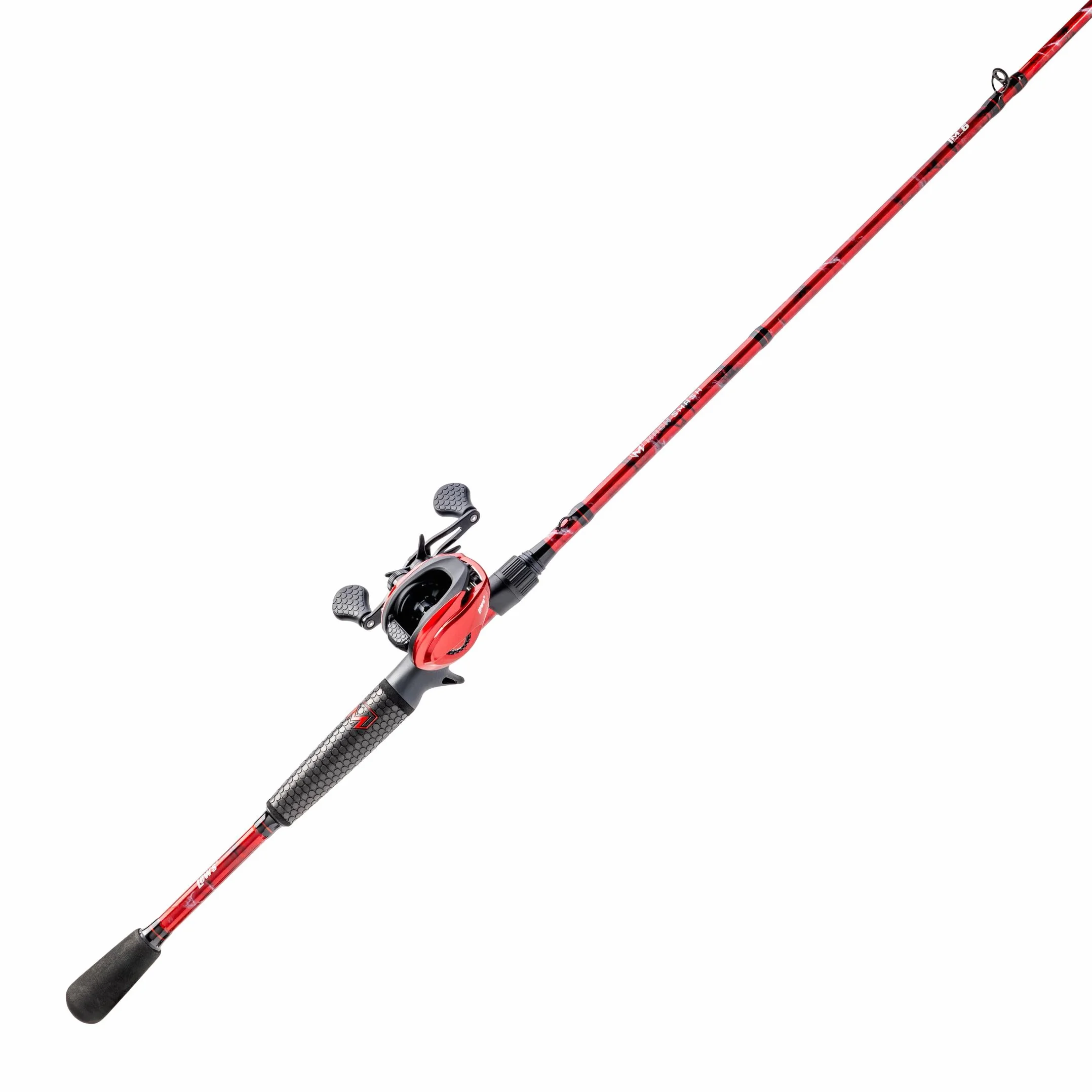 MACH Smash Baitcast Reel & Fishing Rod Combo, 7-Foot, 1-Piece Rod, LH Retrieve Reel