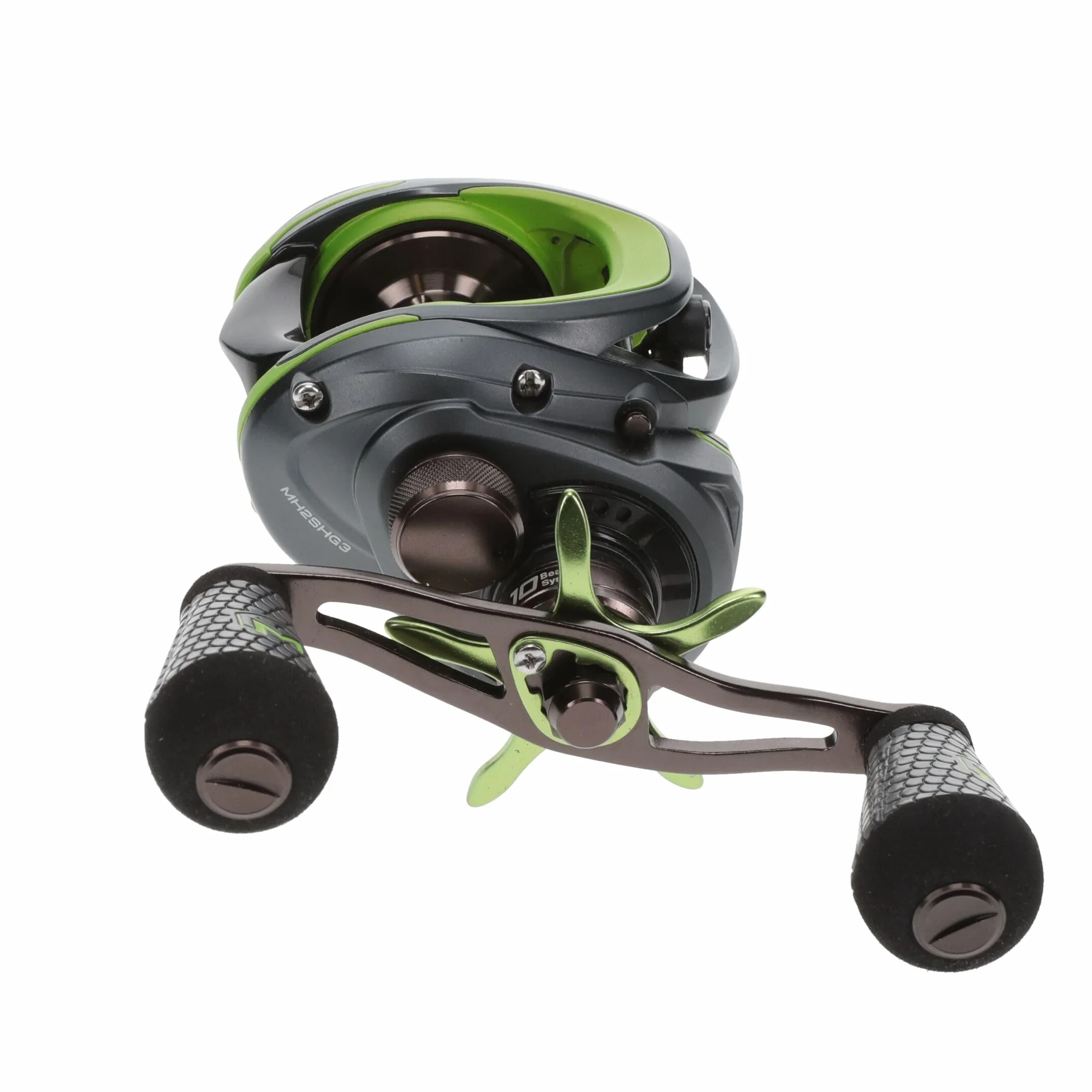 MACH 2 Baitcast Fishing Reel, 7.5:1 Gear Ratio, Graphite Frame, Premium 10 Stainless Steel Ball Bearings, Black/Green