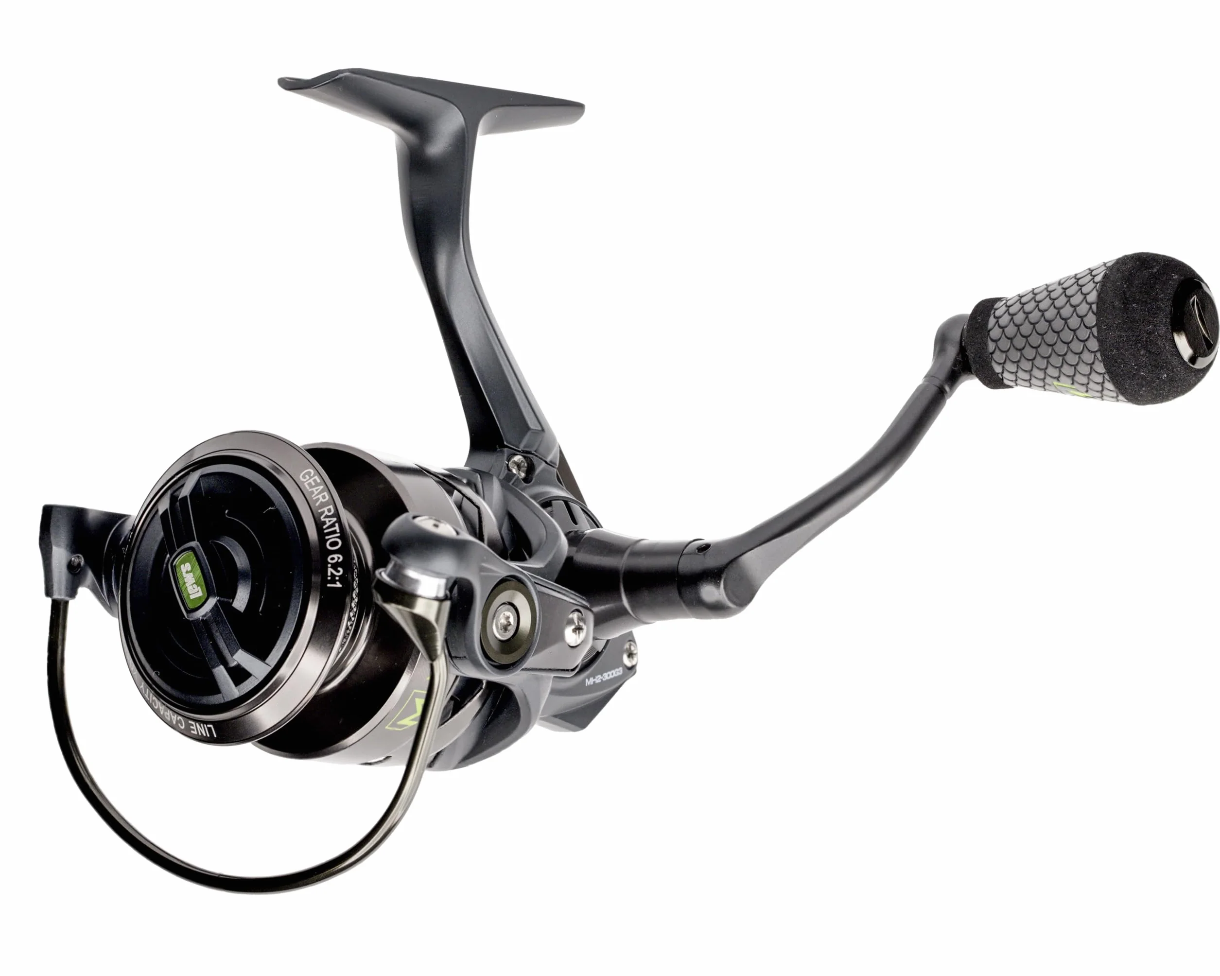 MACH 2 Spinning Fishing Reel, 6.2:1 Gear Ratio, Right or Left-Hand Retrieve, Aluminum Frame, Premium 10 Stainless Steel Ball Bearings, Black/Green