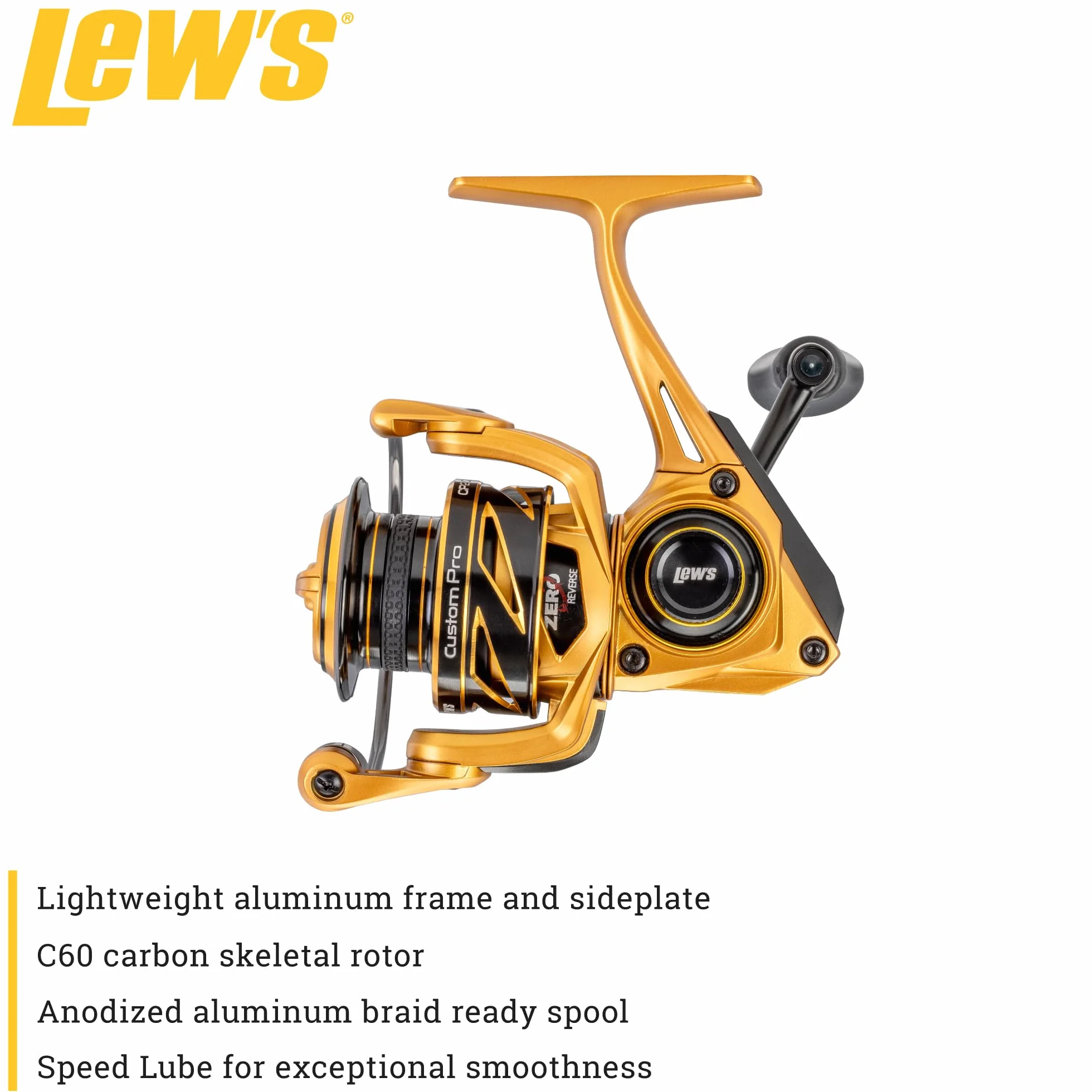 Custom Pro 100 Spinning Reel, Size 100 Reel, 10+1 Bearings, 5.2:1 Gear Ratio, Aluminum Frame and Sideplate, Aluminum Speed Gears