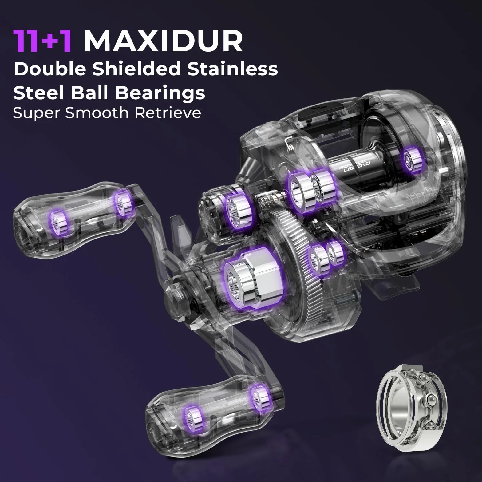 Royale Legend Pro Baitcasting Fishing Reels with 8.0:1 Gear Ratio | Max Drag: 16 lb, 11+1 BB, 5.5 oz, Carbon Fiber Frame, AutoMag Dual Braking System, Arch Resistance Control