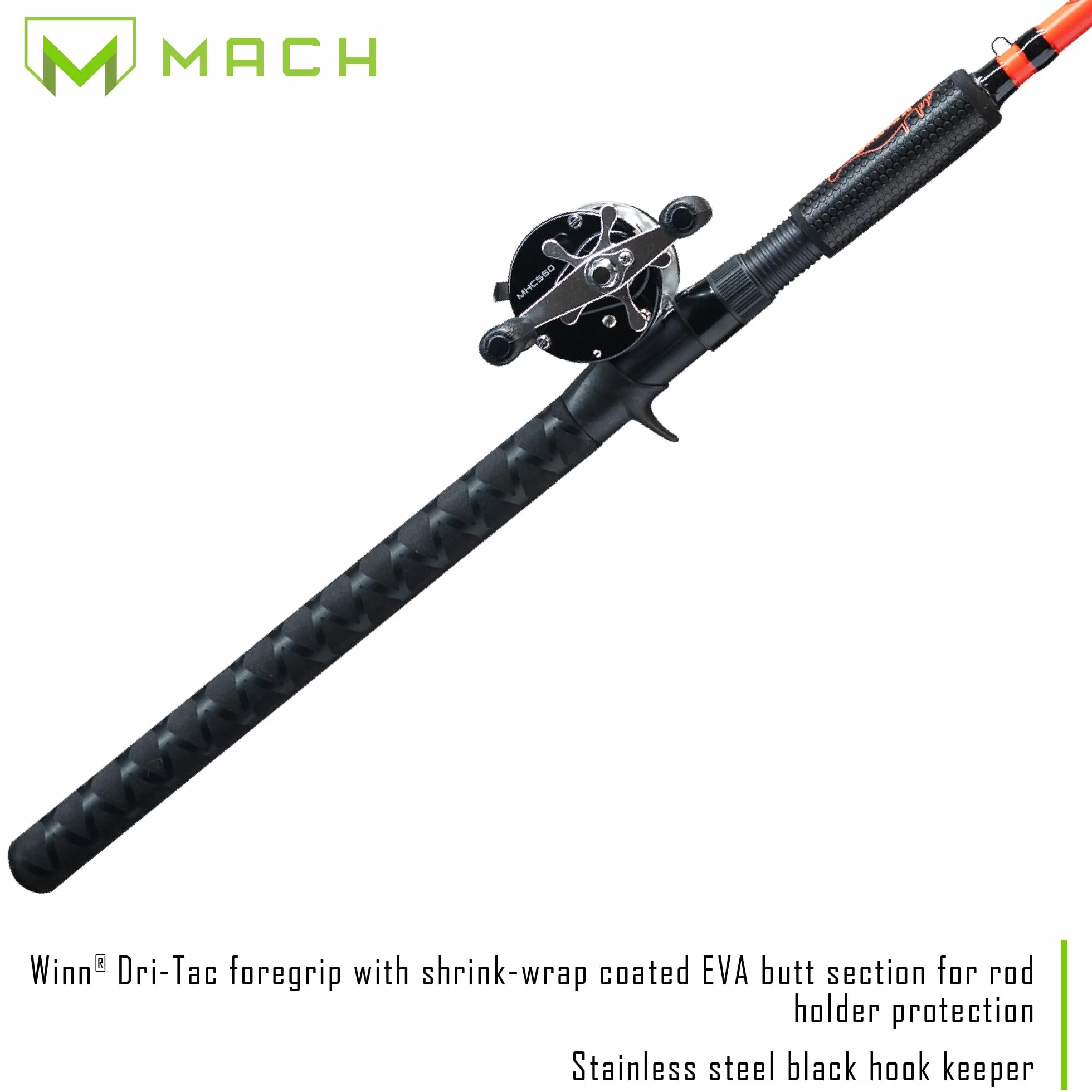 CAT Smash Casting Fishing Rod and Reel Combo, 7-Foot 2-Inch 1-Piece Graphite Rod Blank, Size 60 Reel, Right-Hand, Red