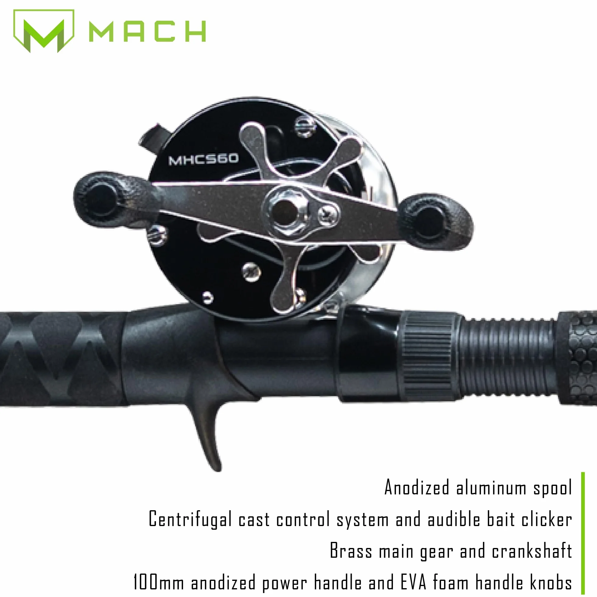 CAT Smash Casting Fishing Rod and Reel Combo, 7-Foot 2-Inch 1-Piece Graphite Rod Blank, Size 60 Reel, Right-Hand, Red