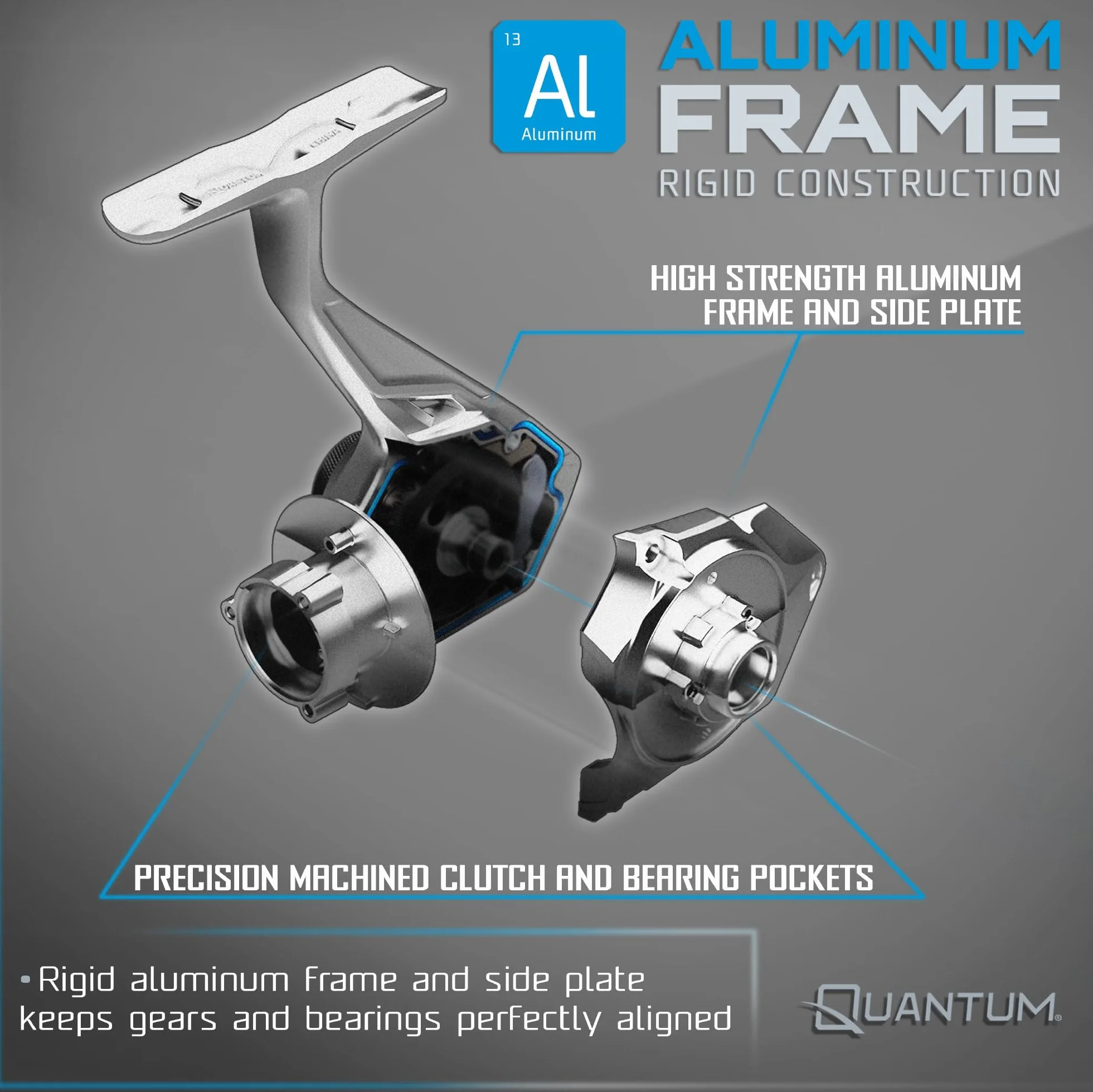 Strive Spinning Fishing Reel, Rigid Aluminum Frame, Graphite Rotor, Sealed Design, CFX200 Carbon Fiber Xtreme Drag, Silver/Blue