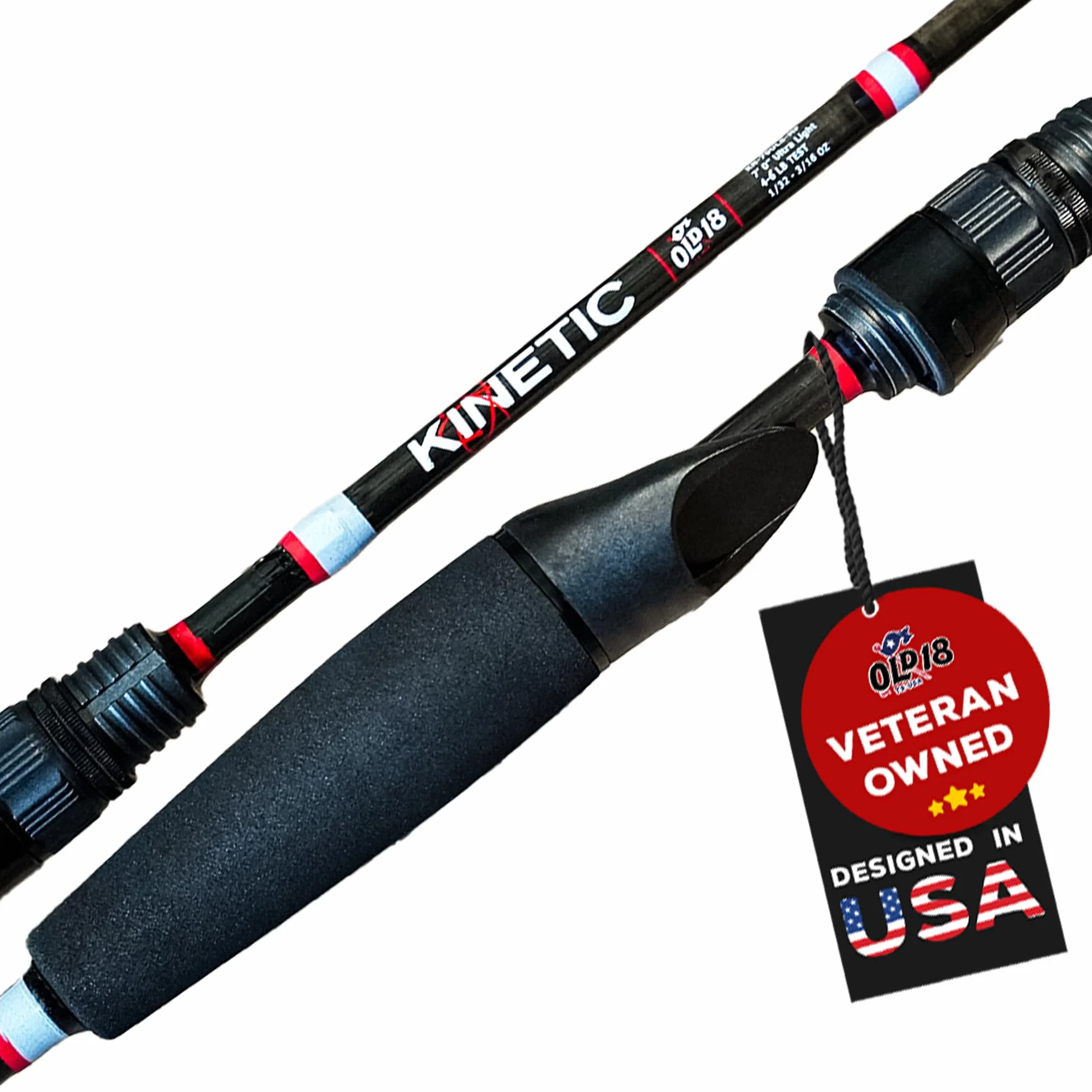 Kinetic Rod - 30-Ton Carbon, Enhanced Sensitivity for Precision Strikes, Coated Stainless Guides, Ideal for Freshwater and Inshore Species - Split Grip for Comfort