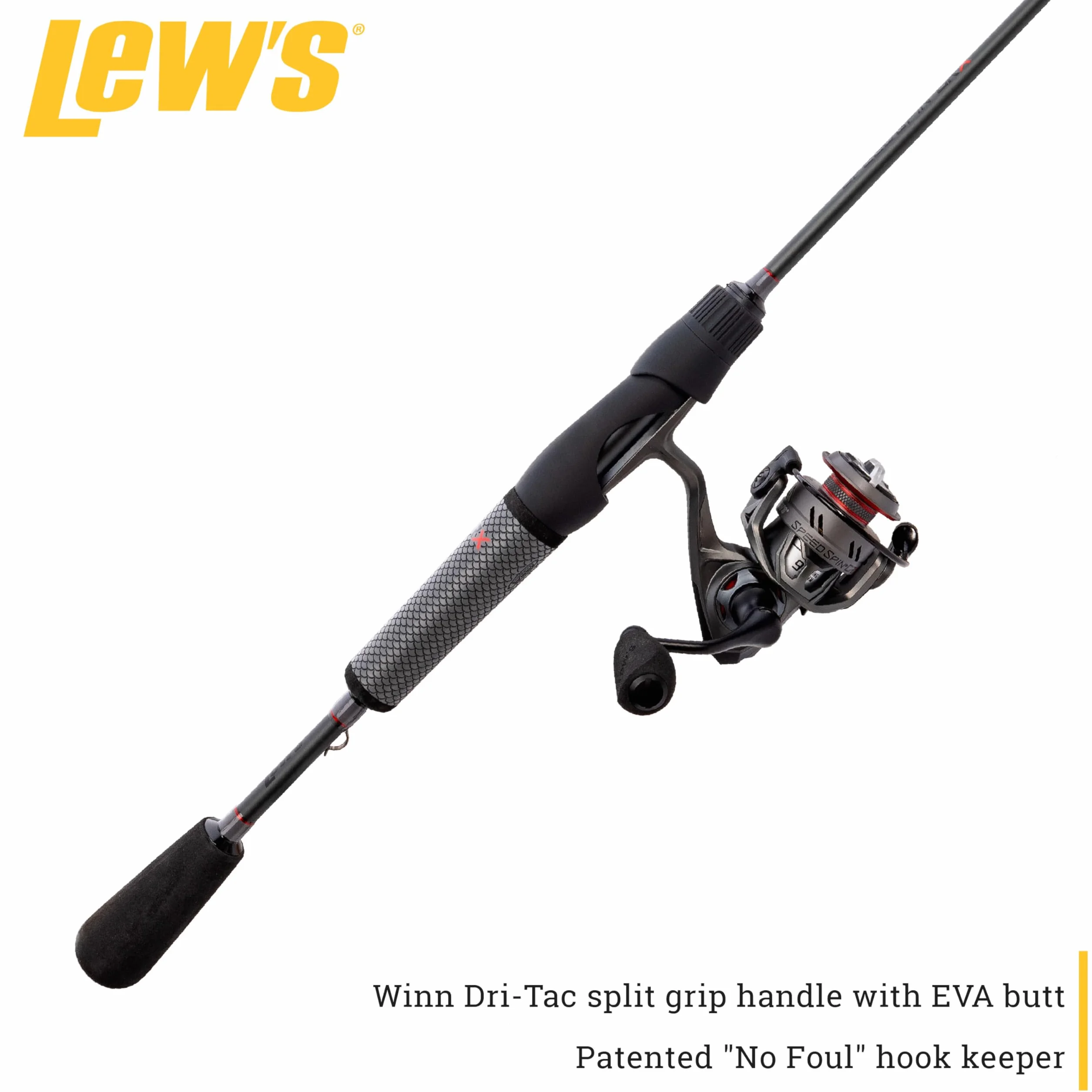Speed Spin CRX Spinning Reel and Fishing Rod Combo, 5-Foot 6-Inch 1-Piece Rod, Ultra-Light Power, Fast Action, Size 75 Reel, 9+1 Bearings, 5.2:1 Gear Ratio, Speed Gears, Gray/Black/Red