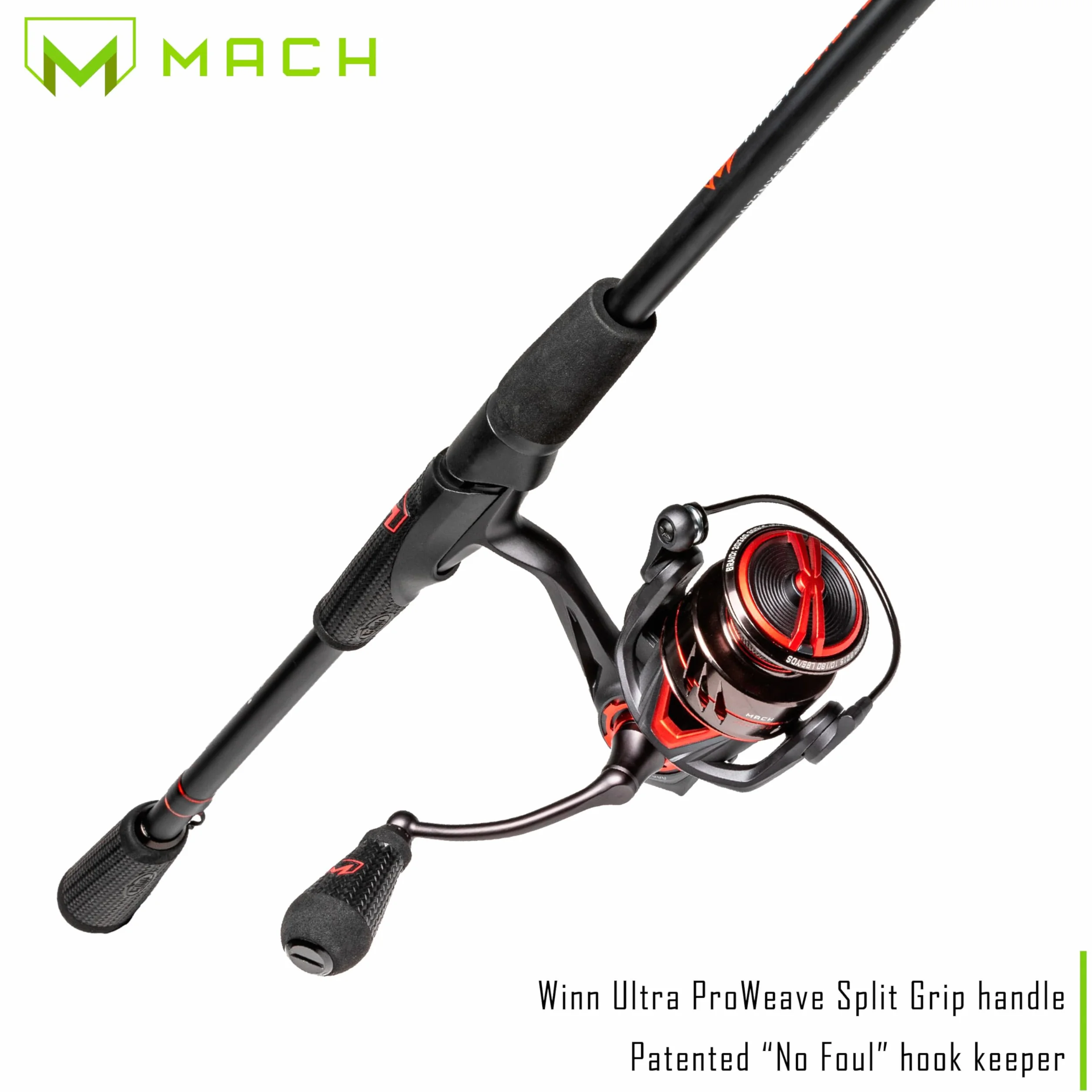 MACH Jacked Spinning Reel and Fishing Rod Combo, 7-Foot, 1-Piece HM50 Graphite Rod, Light Power with Fast Action, Size 100 Reel